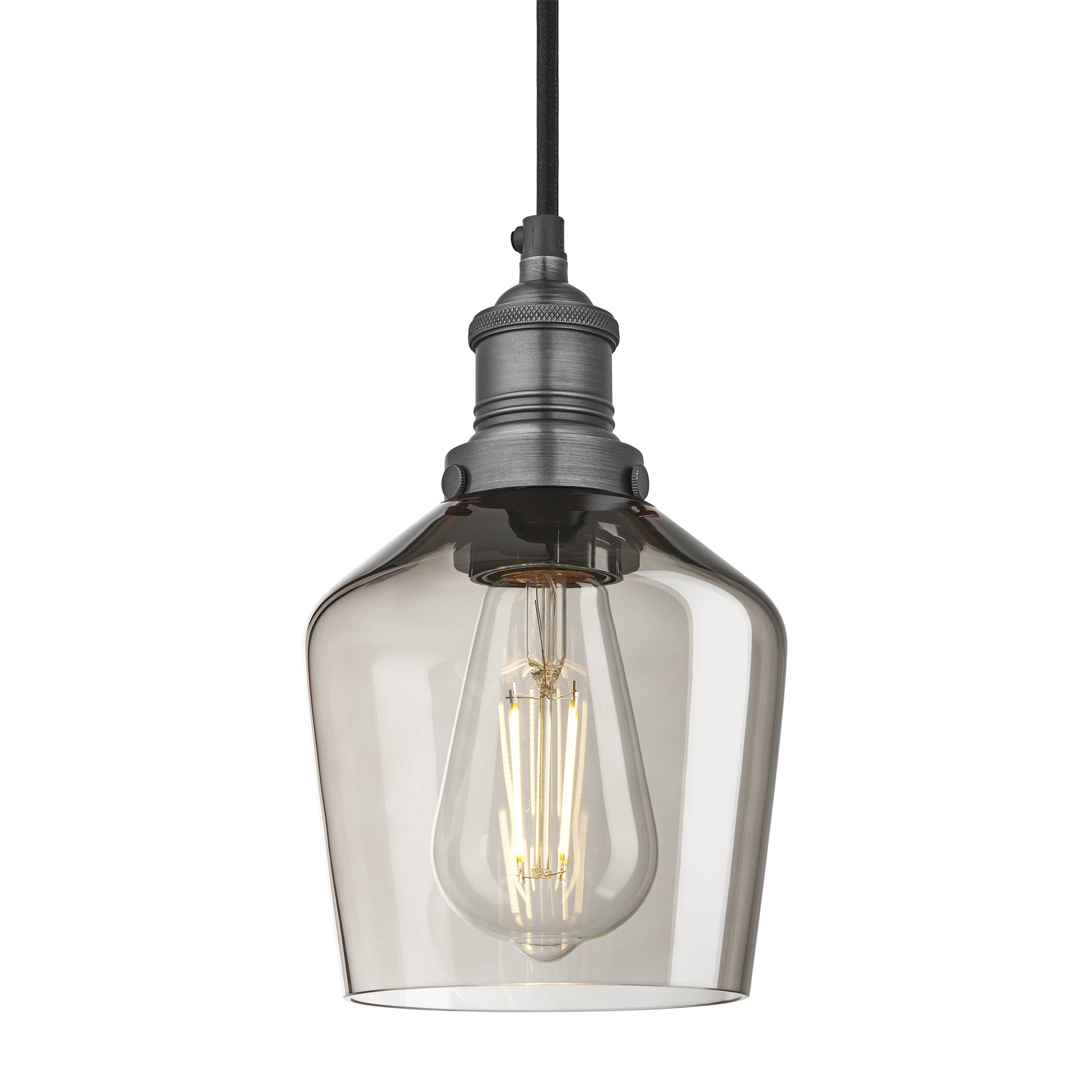 Brooklyn Smoked Glass Schoolhouse Pendant - 5.5 Inch , Product Shot