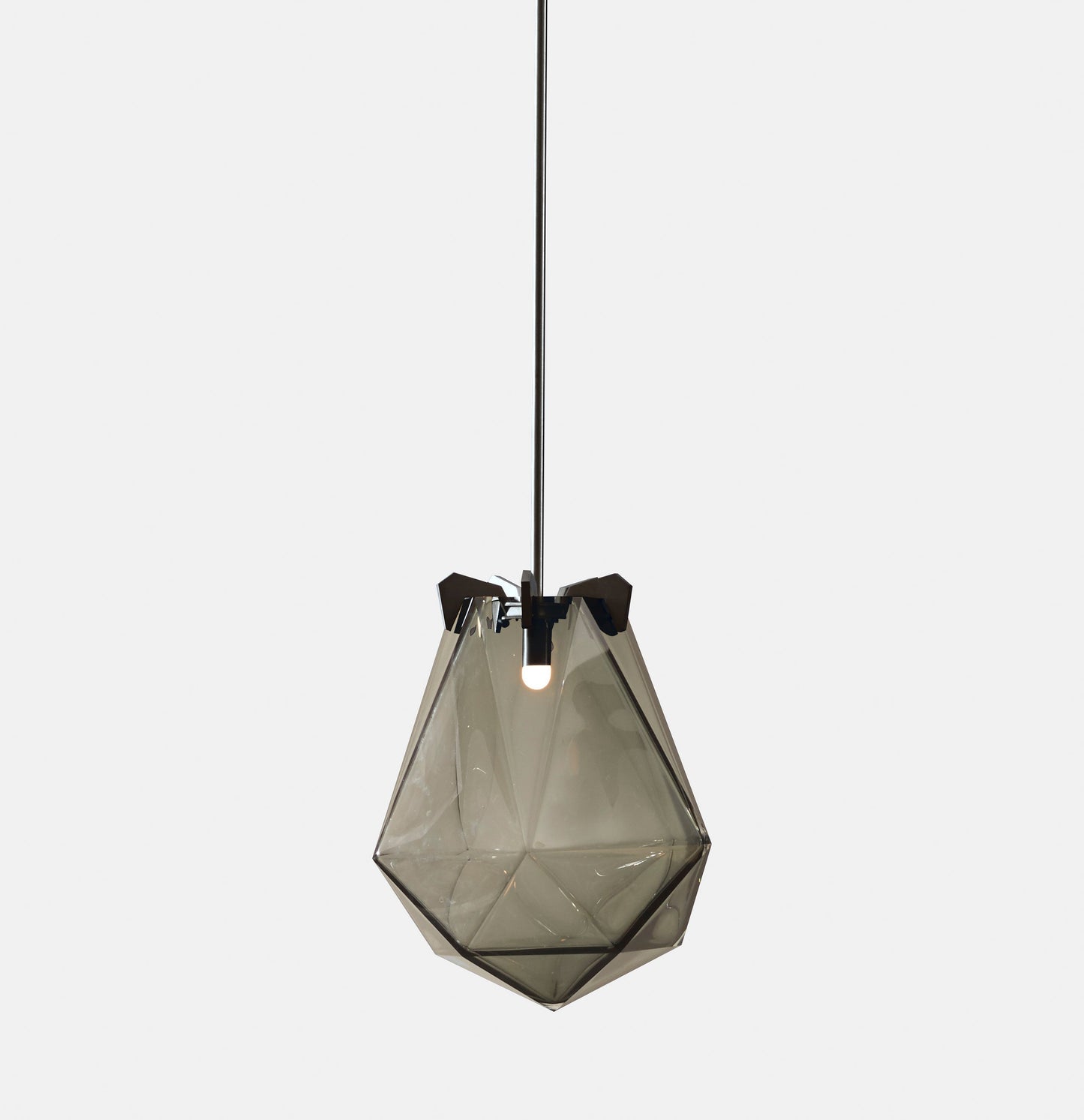 BRIOLETTE LARGE PENDANT SMOKED GRAY GLASS BLACKENED STEEL FINISH 