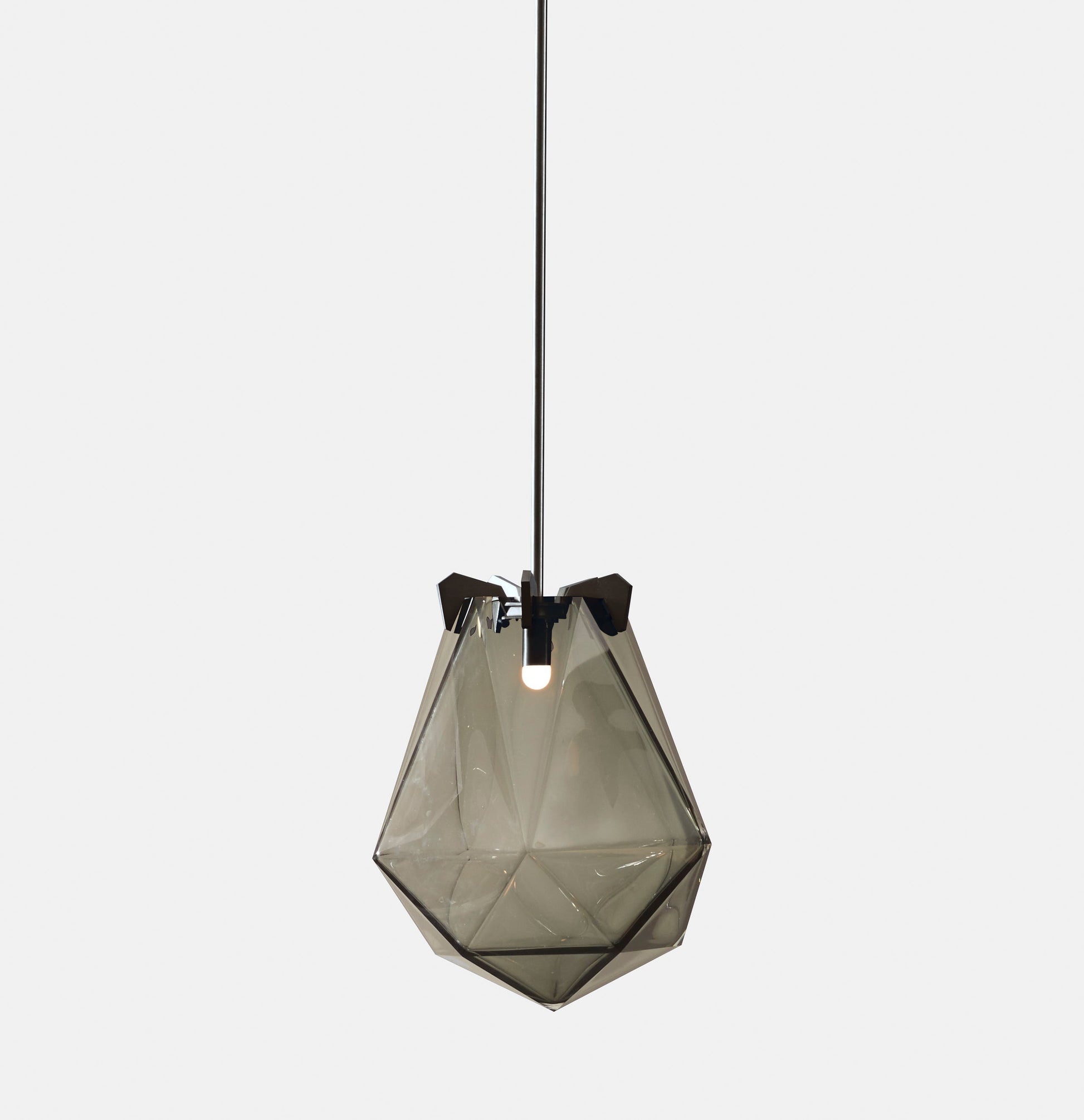 BRIOLETTE LARGE PENDANT SMOKED GRAY GLASS BLACKENED STEEL FINISH 