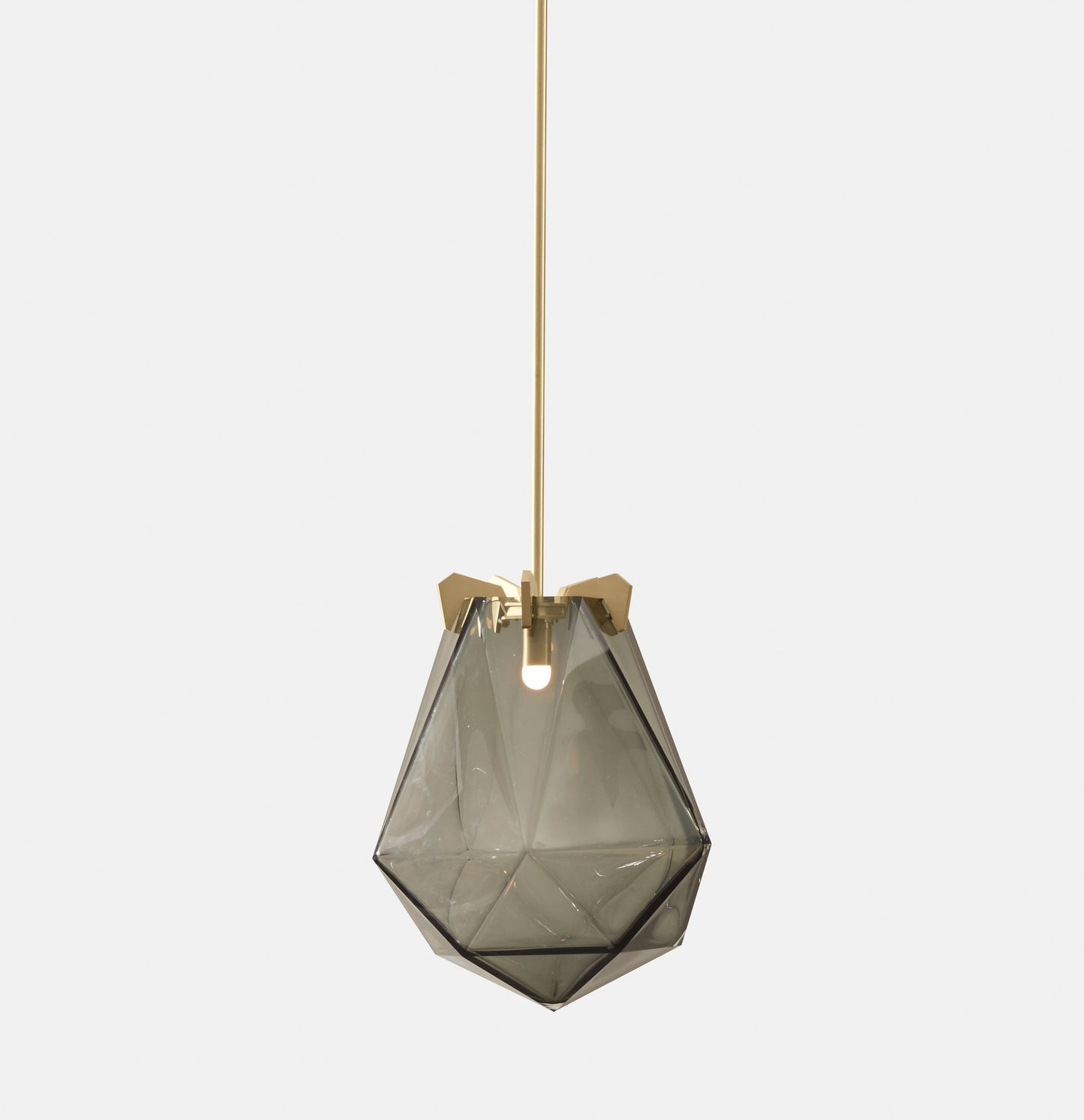 BRIOLETTE LARGE PENDANT SMOKED GRAY GLASS SATIN BRASS FINISH 