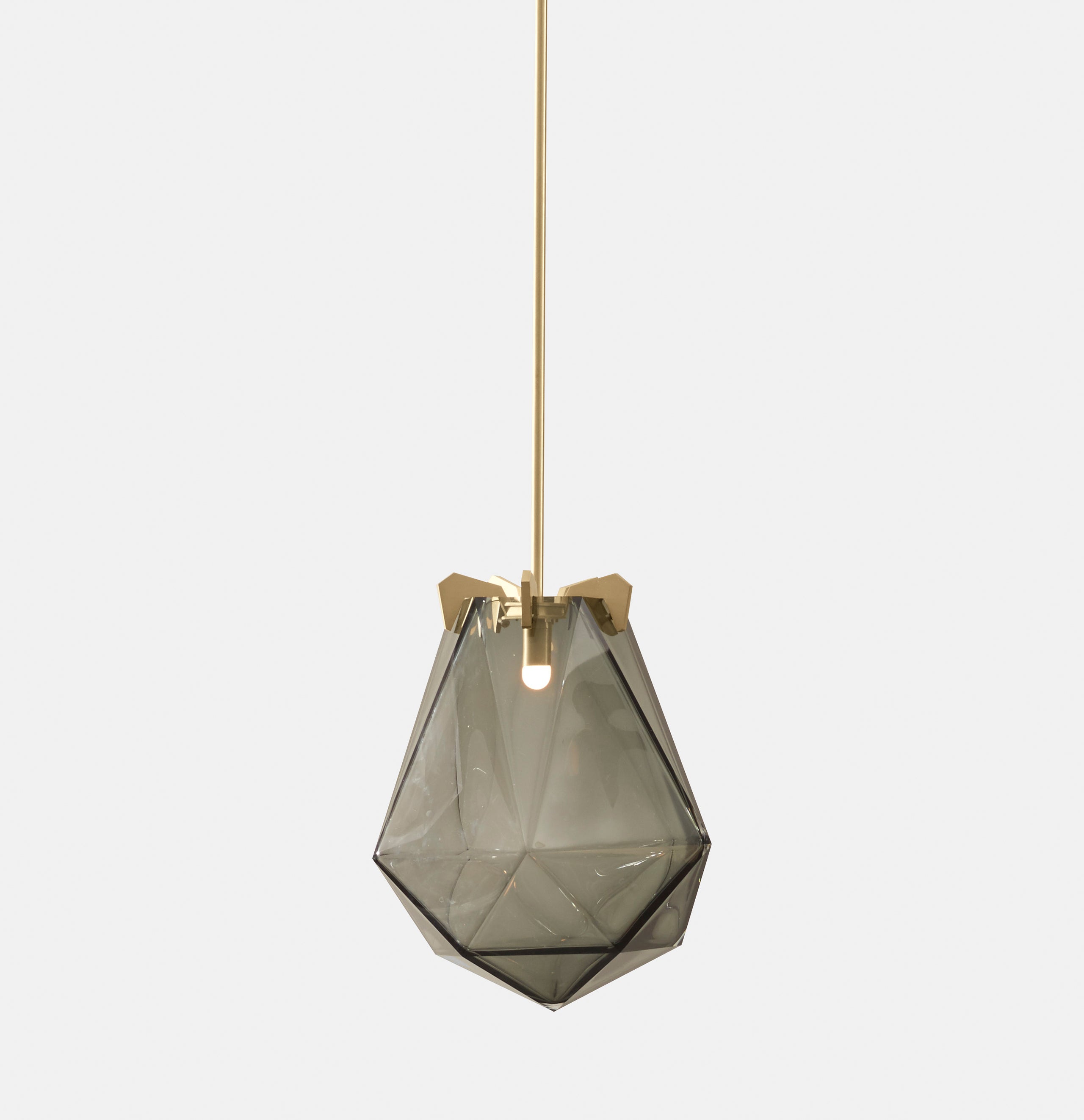 BRIOLETTE LARGE PENDANT SMOKED GRAY GLASS SATIN BRASS FINISH 