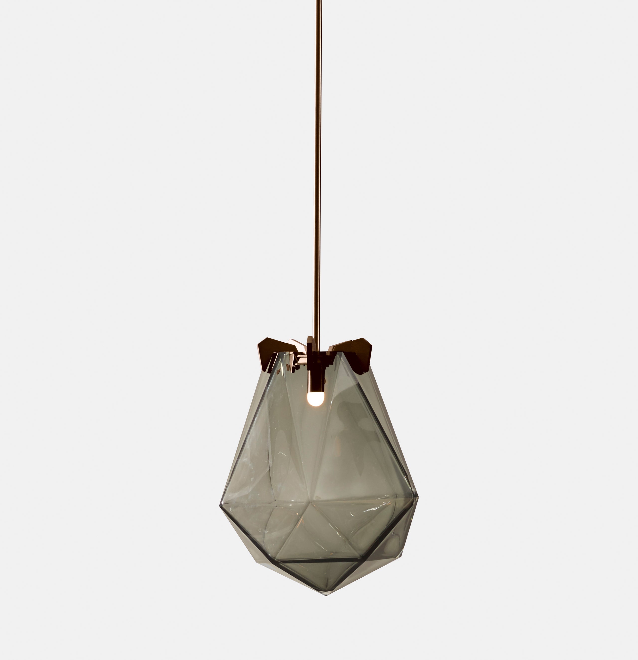 BRIOLETTE LARGE PENDANT SMOKED GRAY GLASS SATIN BRONZE FINISH 