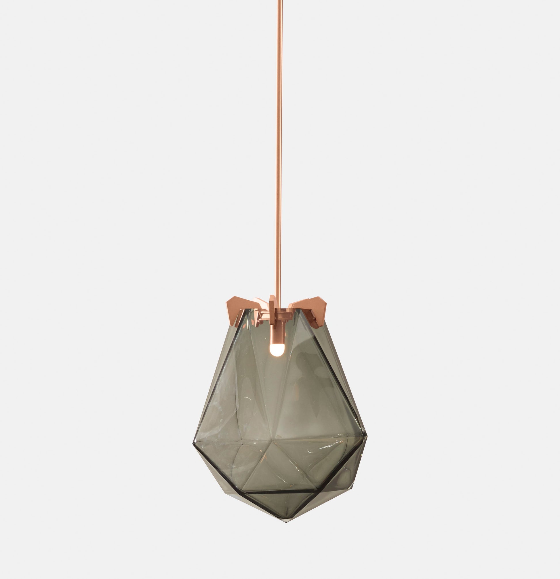 BRIOLETTE LARGE PENDANT SMOKED GRAY GLASS SATIN COPPPER FINISH 
