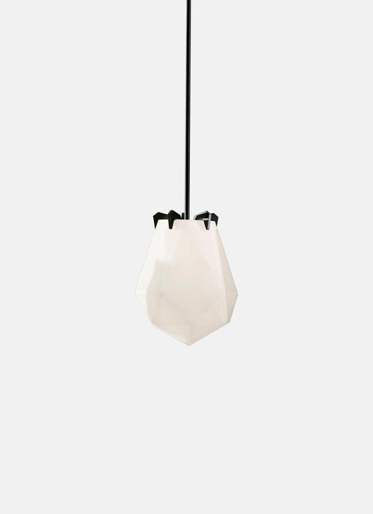 BRIOLETTE SMALL PENDANT ALABASTER WHITE GLASS BLACKENED STEEL FINISH 