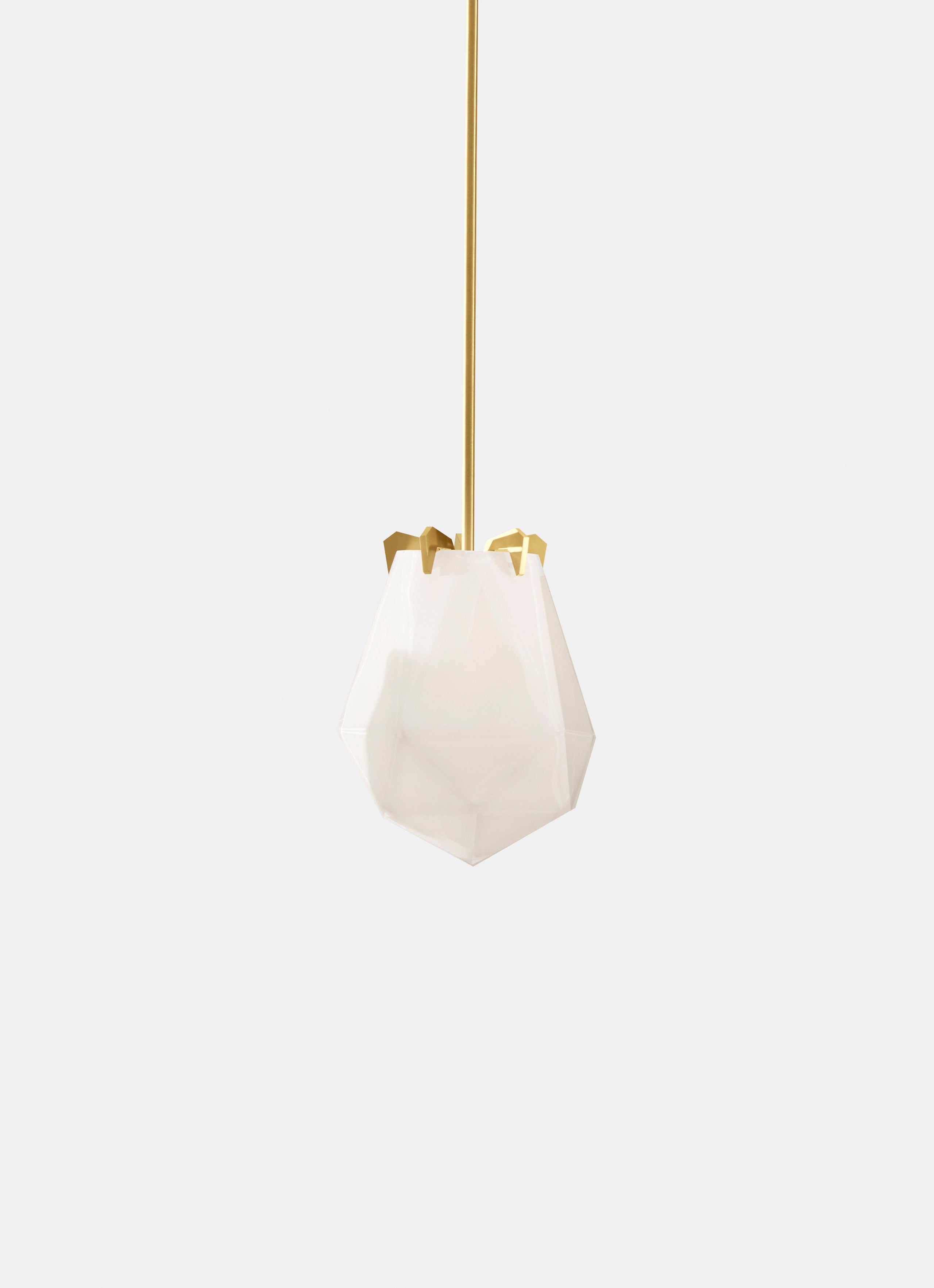 BRIOLETTE SMALL PENDANT ALABASTER WHITE GLASS SATIN BRASS FINISH 