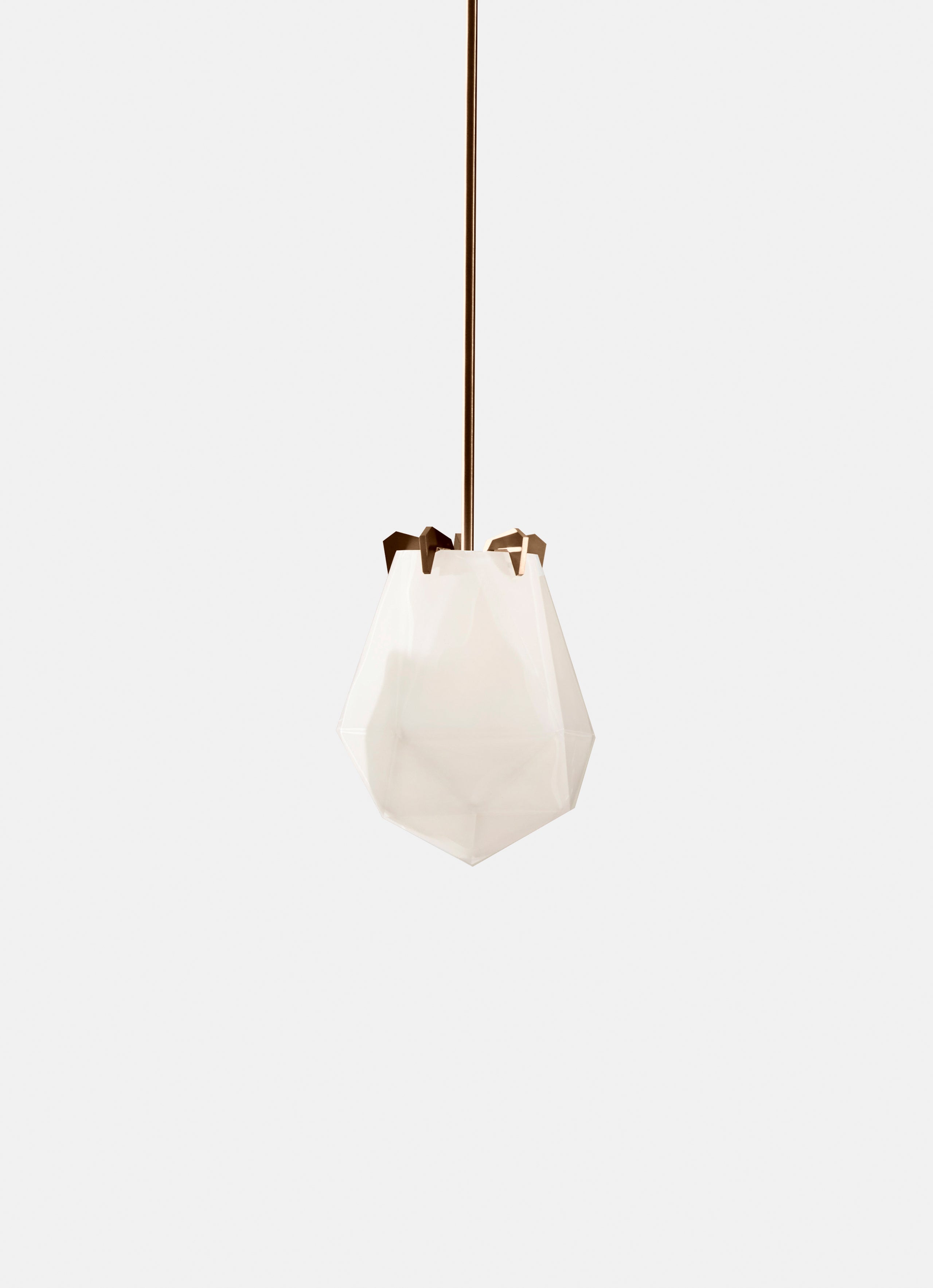 BRIOLETTE SMALL PENDANT ALABASTER WHITE GLASS SATIN BRONZE FINISH 