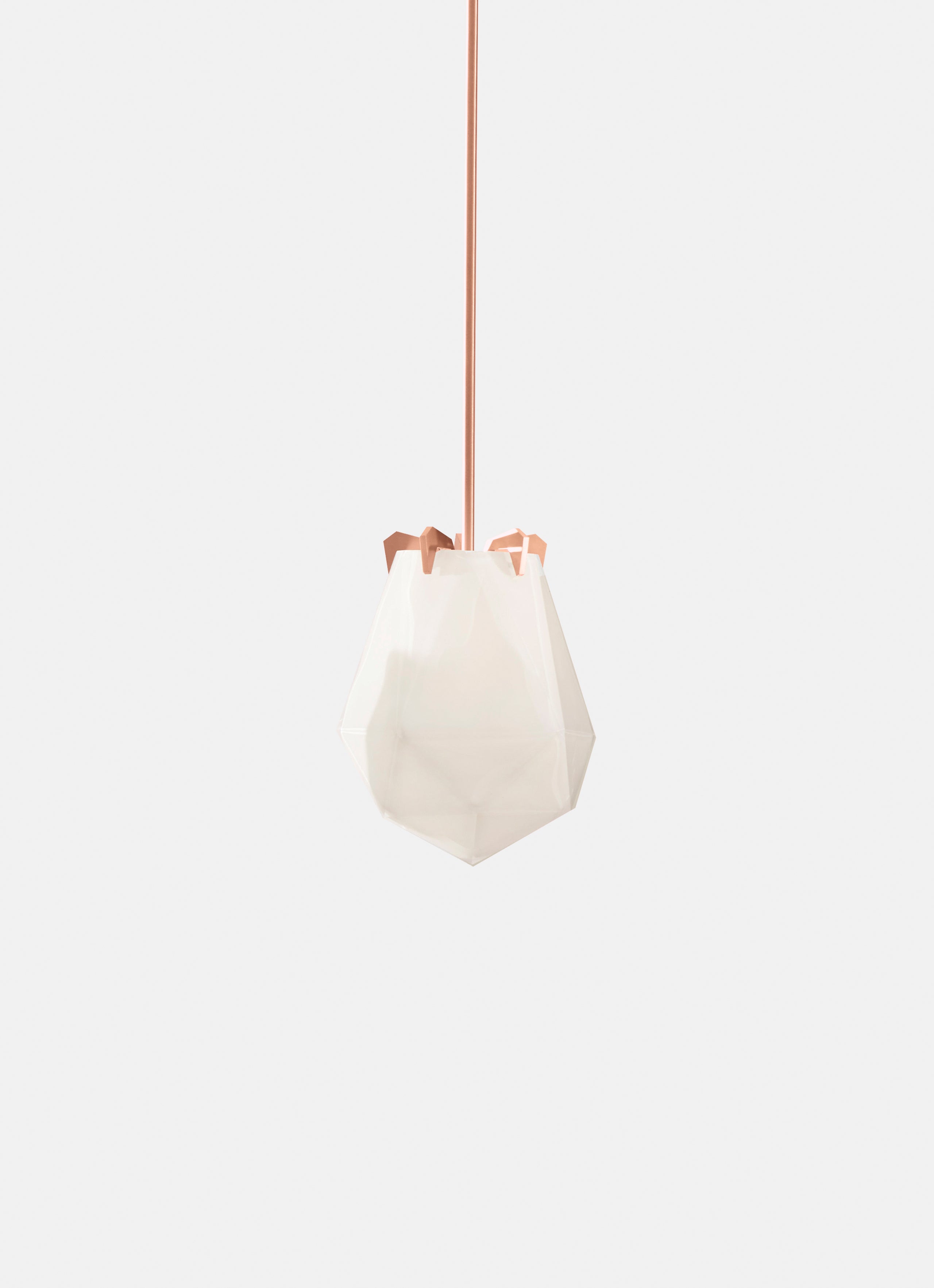BRIOLETTE SMALL PENDANT ALABASTER WHITE GLASS SATIN COPPER FINISH 