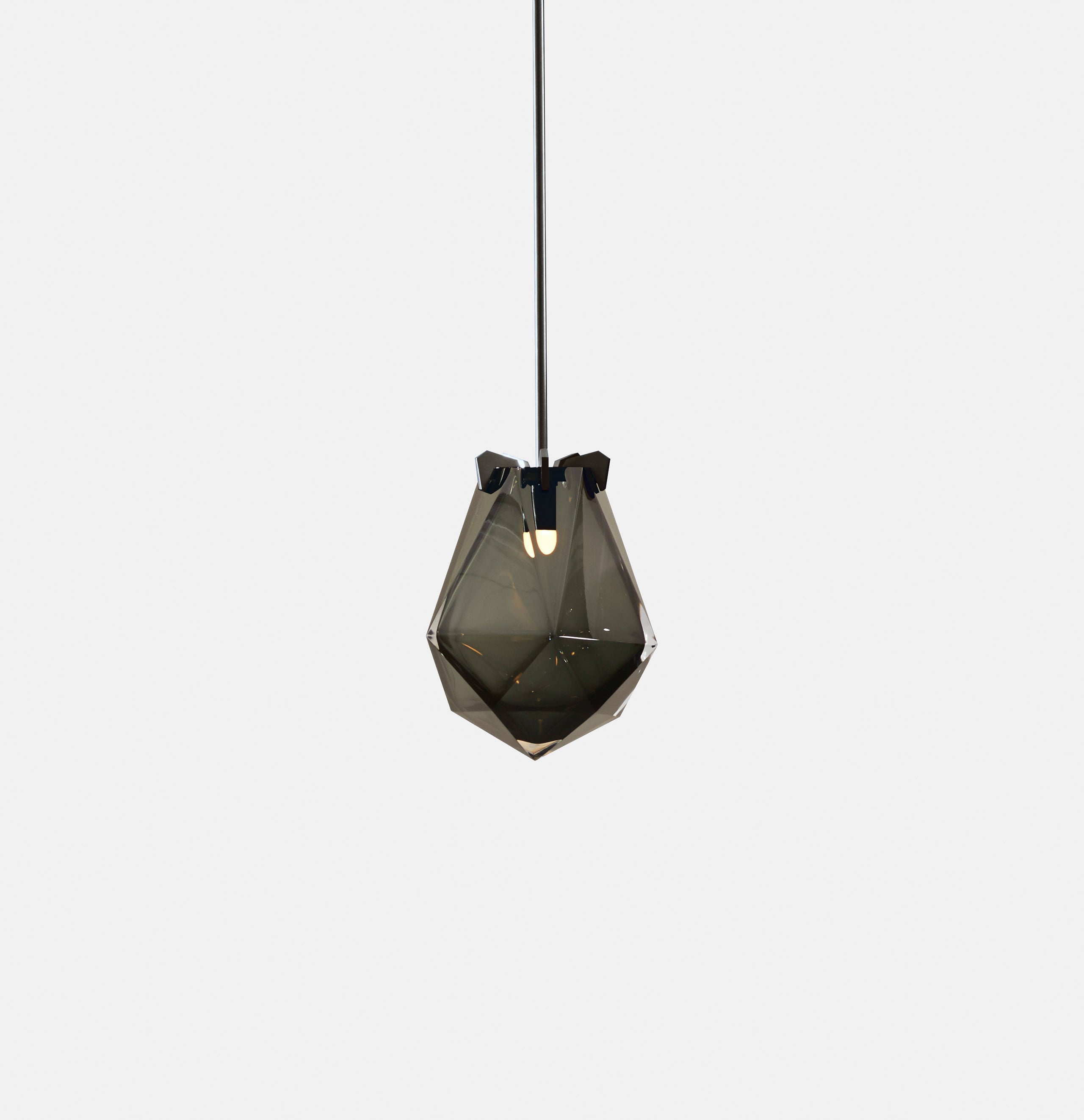 BRIOLETTE SMALL PENDANT SMOKED GRAY GLASS BLACKENED STEEL FINISH 