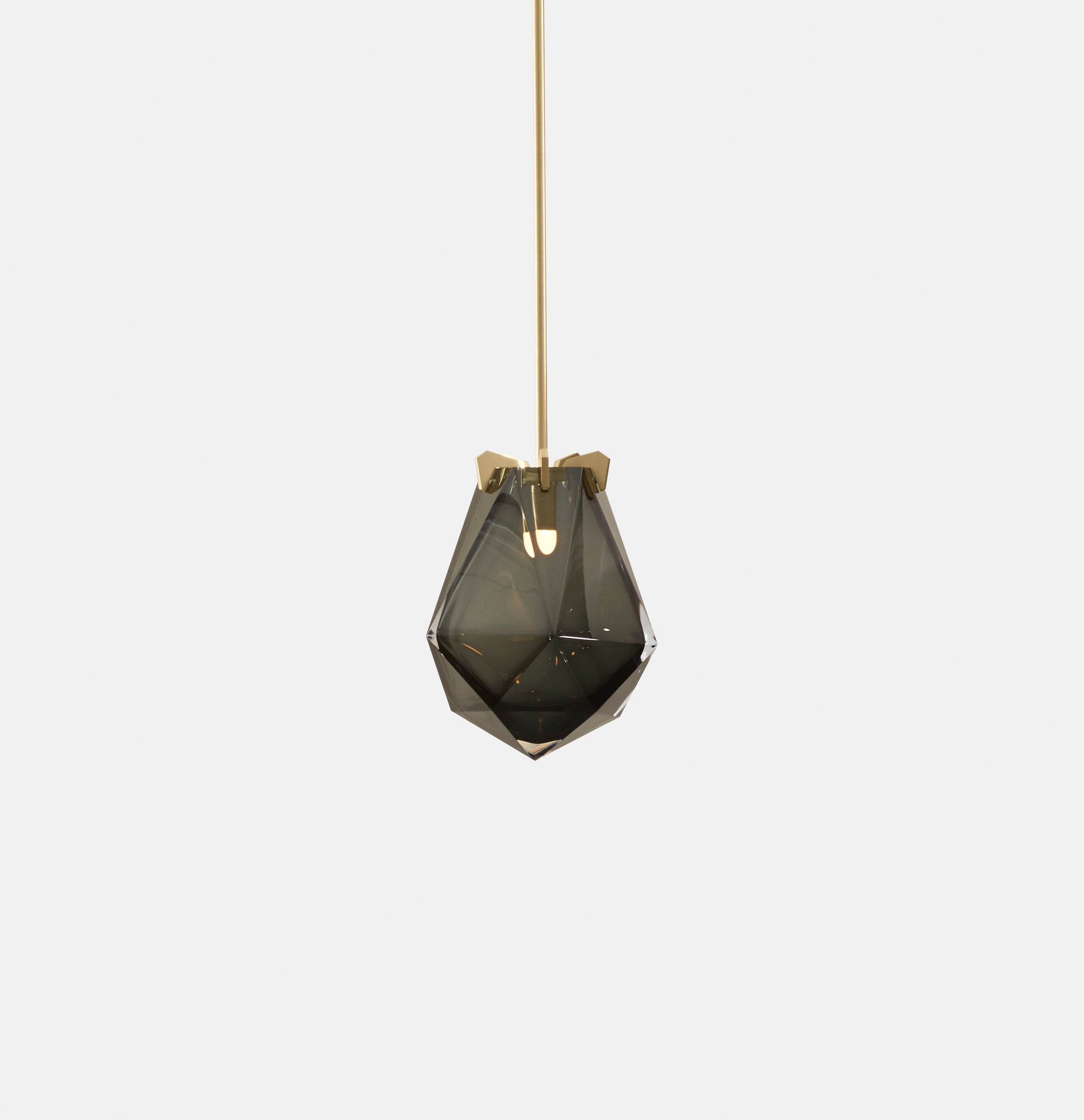 BRIOLETTE SMALL PENDANT SMOKED GRAY GLASS SATIN BRASS FINISH 