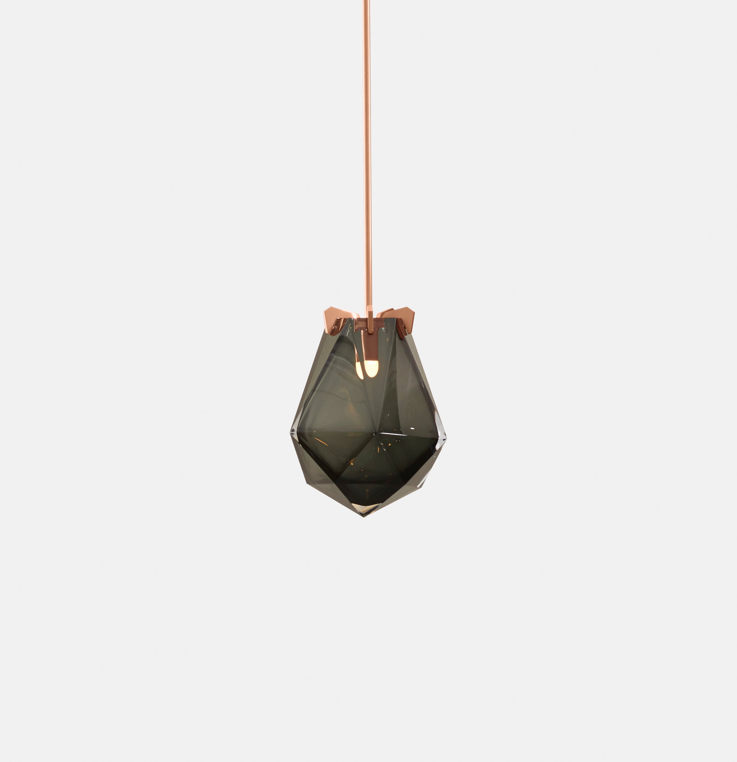 BRIOLETTE SMALL PENDANT SMOKED GRAY GLASS SATIN COPPER FINISH 