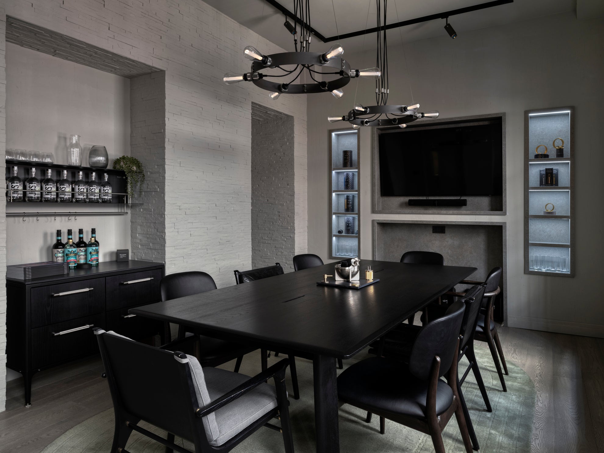 Smoked bronze Hero Light/ Graphite Pendant Ceiling light opened lifestyle image dark kitchen 