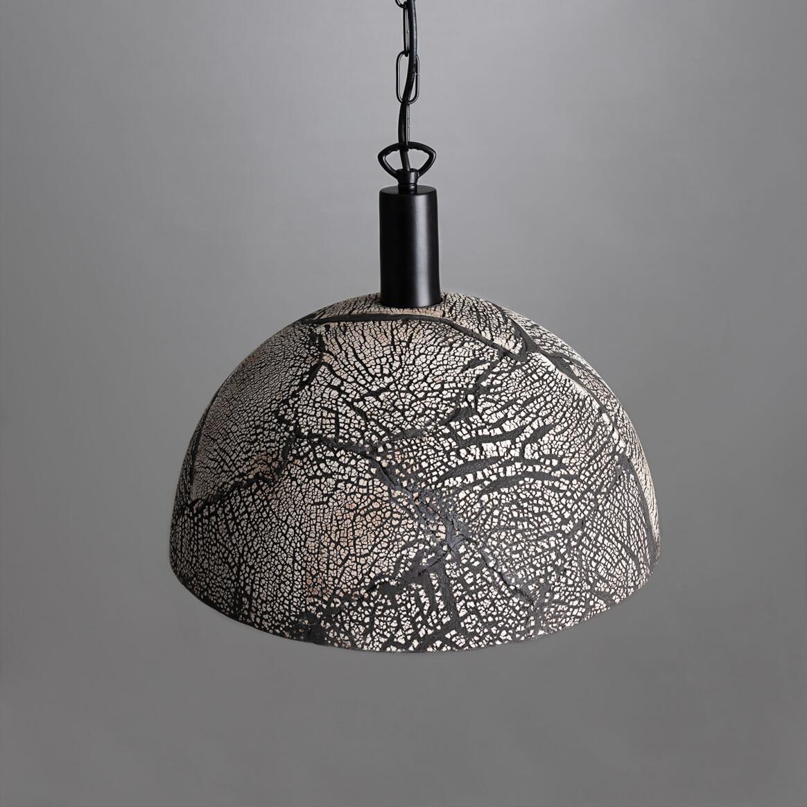 Kauri Organic Ceramic Dome Pendant Light 37cm, Black Clay