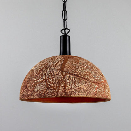 Kauri Organic Ceramic Dome Pendant Light 37cm, Red Iron