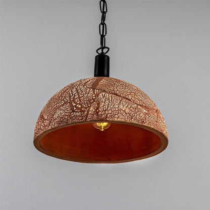 Kauri Organic Ceramic Dome Pendant Light 37cm, Red Iron