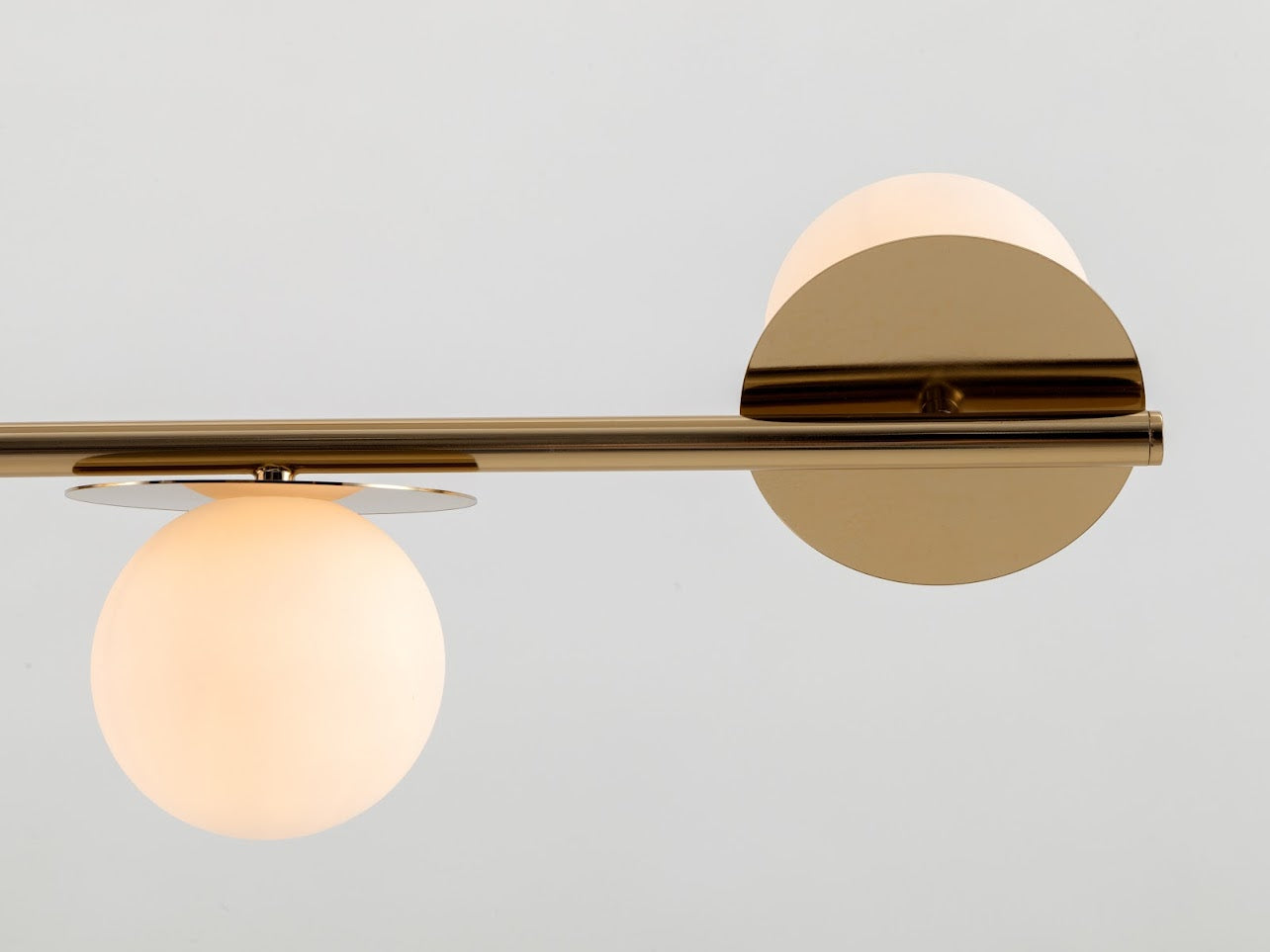 Brass Opal Disk Ceiling Light detailed view lamp fitting 