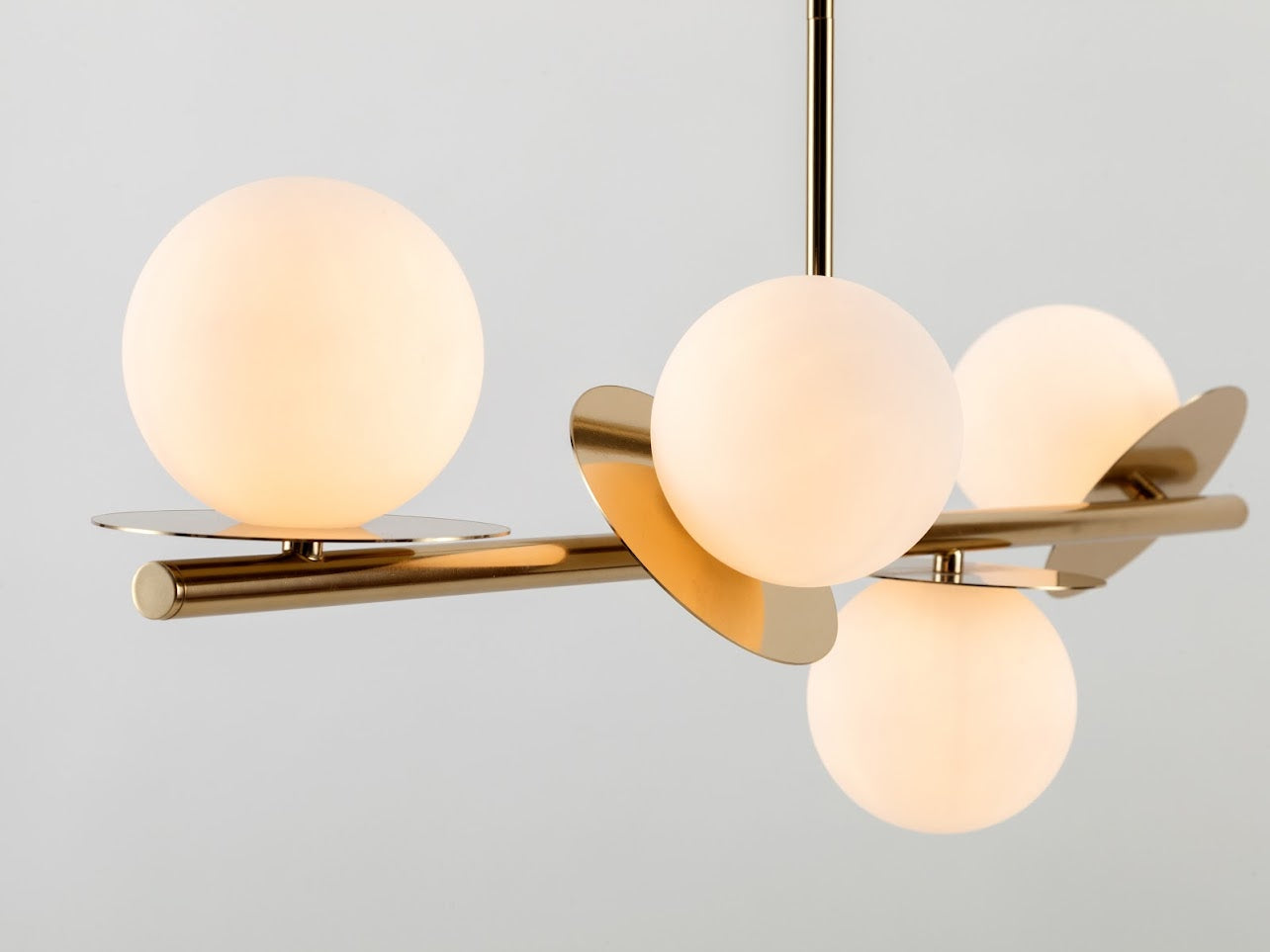 Brass Opal Disk Ceiling Light close up