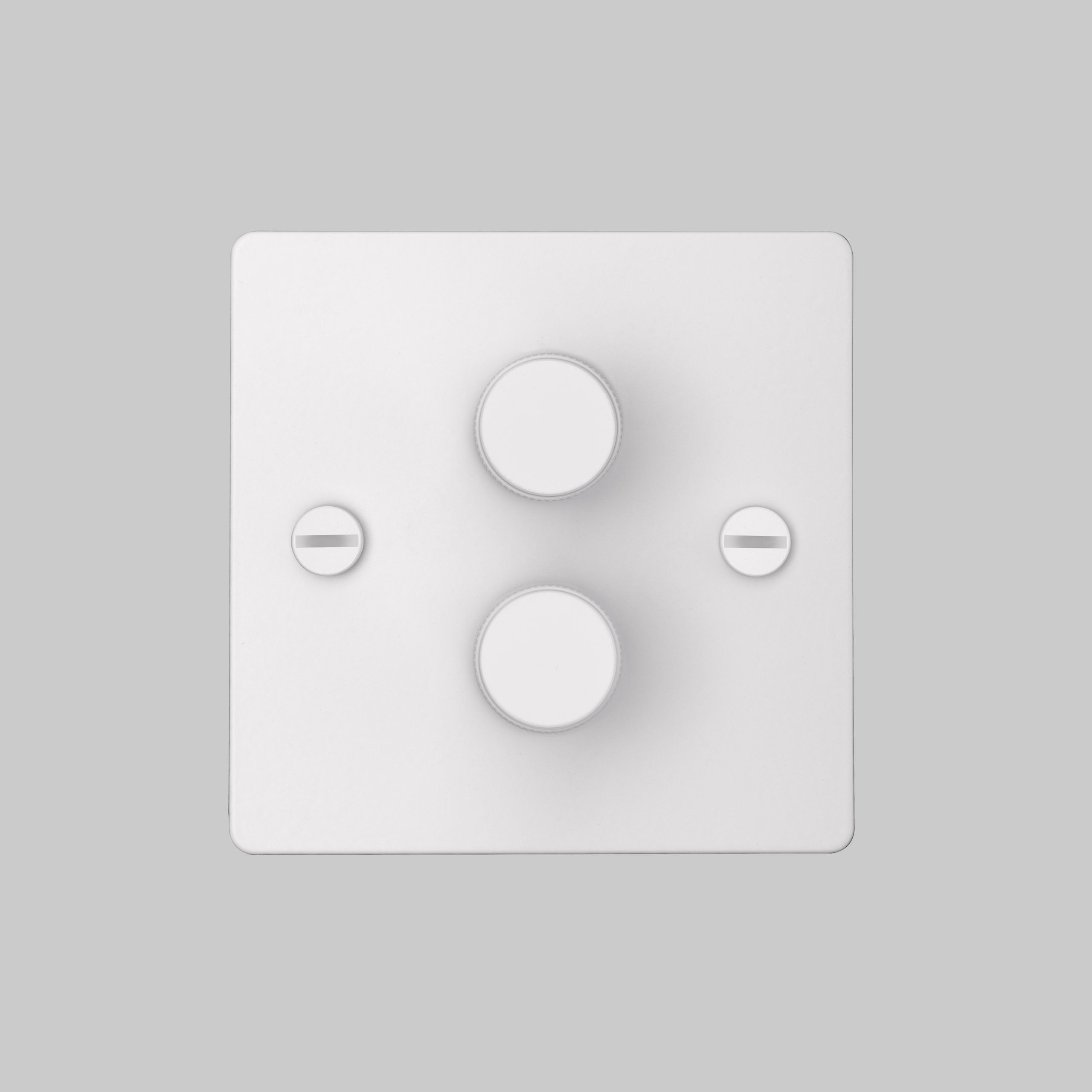 2G Dimmer/ 120W/ White with white detail, front view.