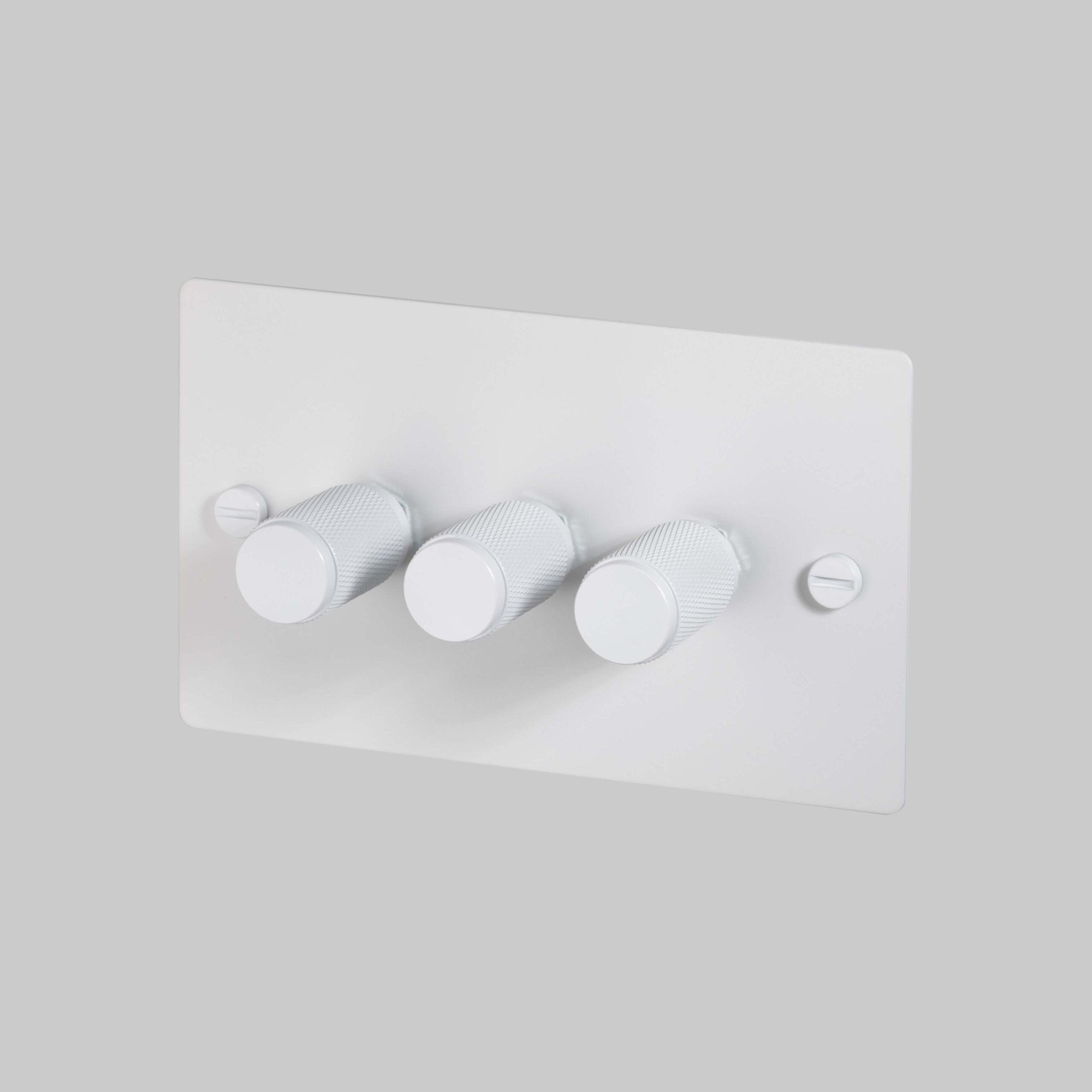 3G Dimmer/ 100W/ White with white details, angled view.