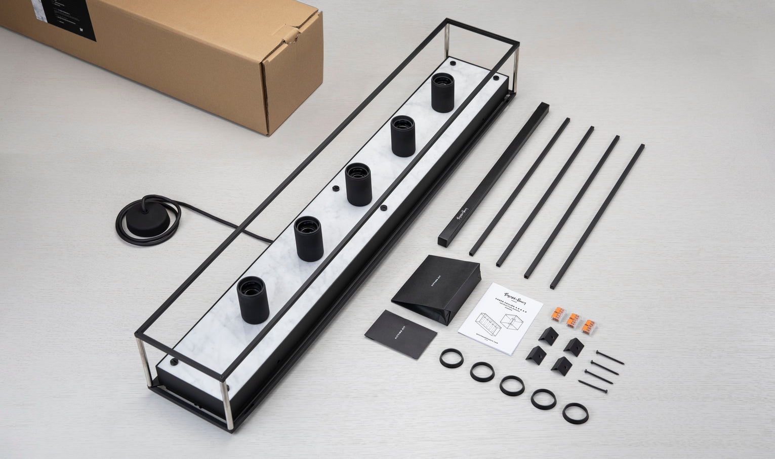 Caged Ceiling Light 5.0, items included in package.