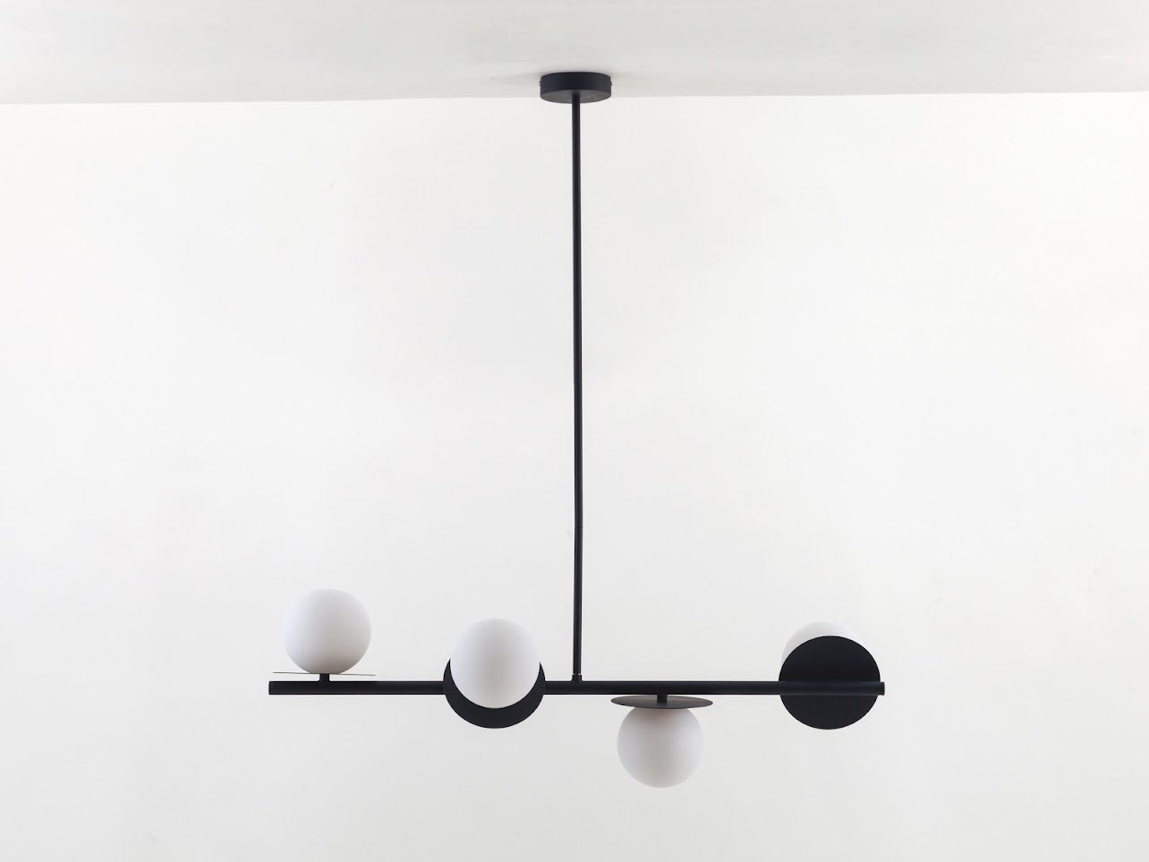Charcoal Grey Opal Disk Ceiling Light Front view off