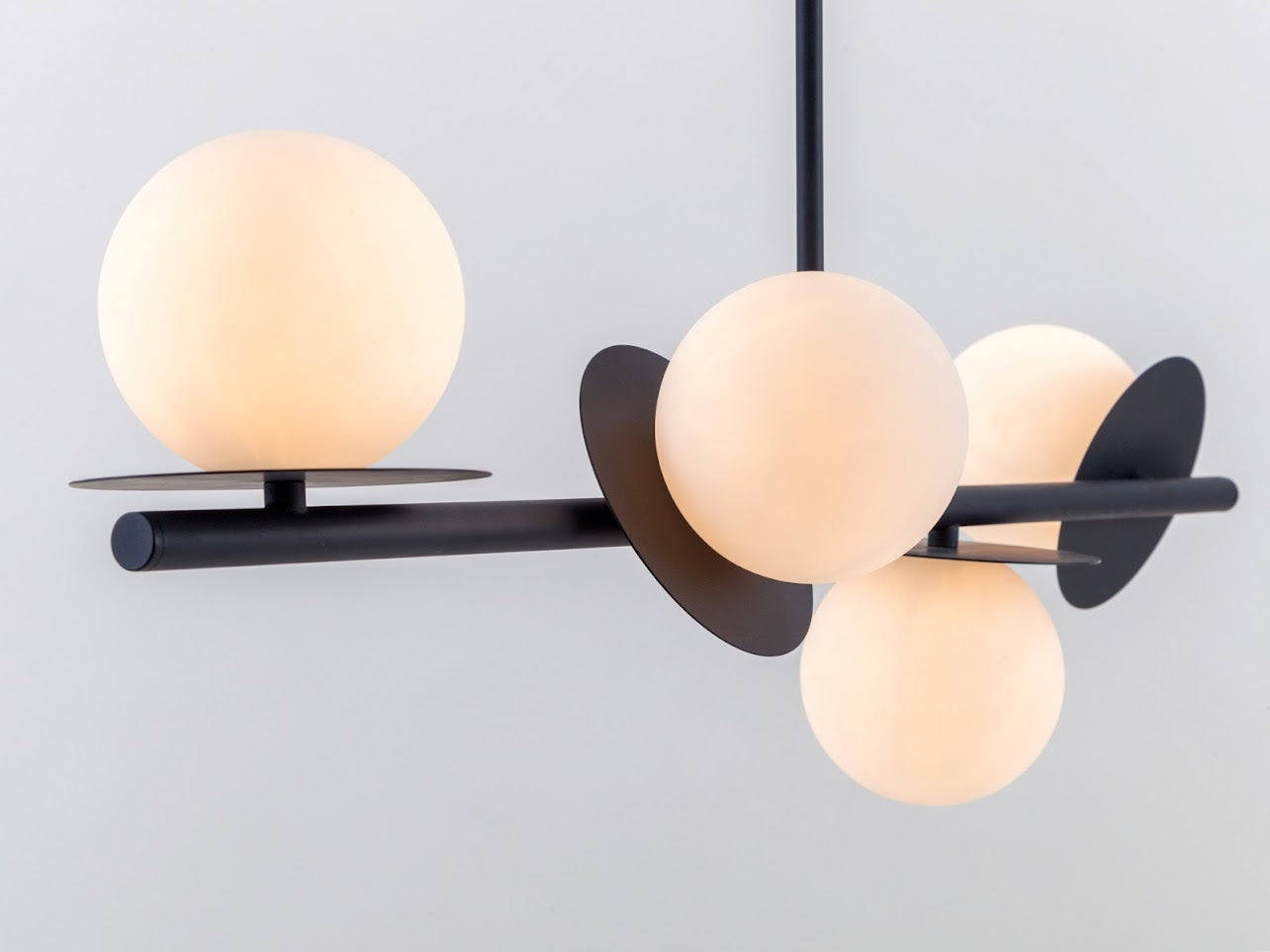 Charcoal Grey Opal Disk Ceiling Light isometric view