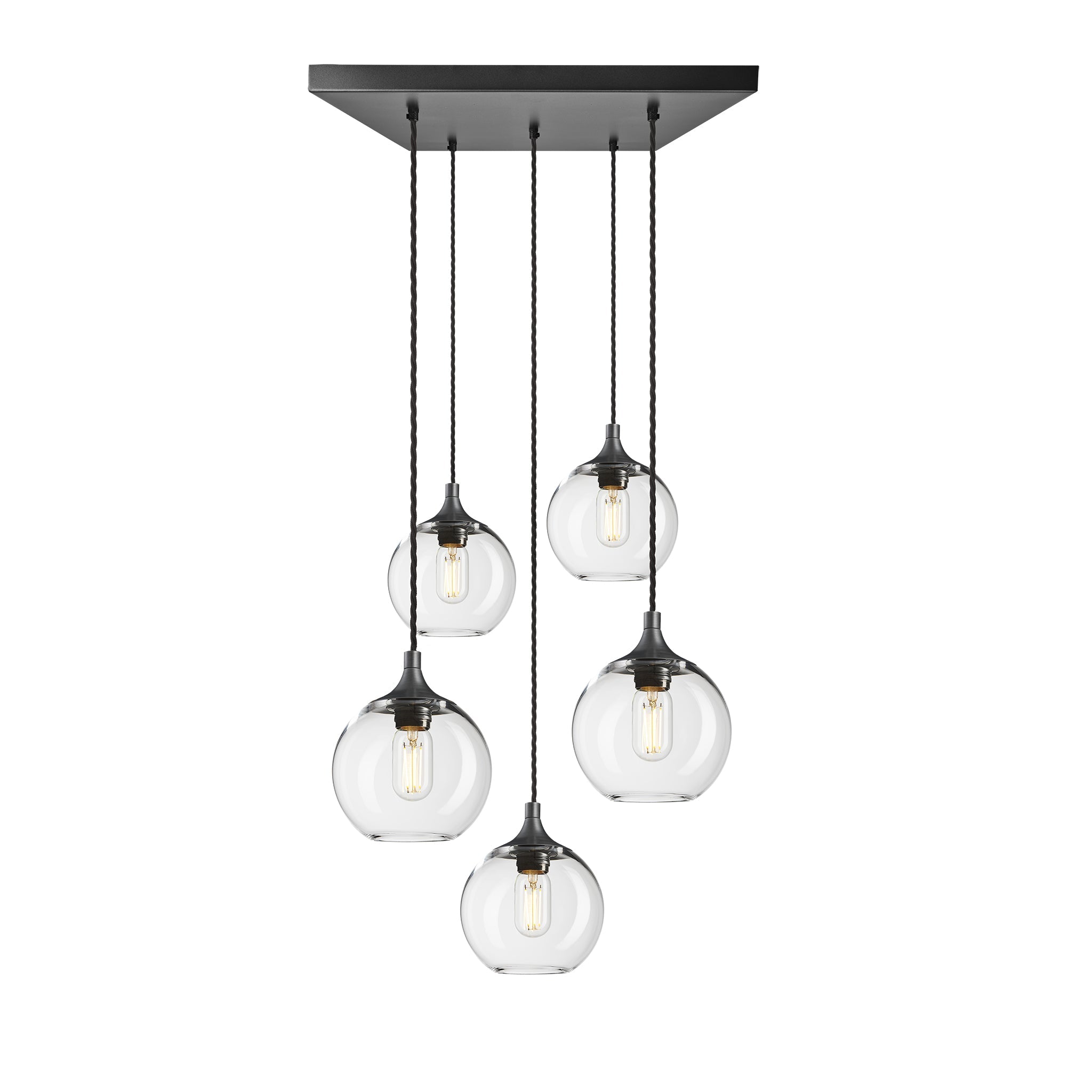 Chelsea Glass Globe 5 Wire Square Cluster Lights - 7 inch , Product Shot