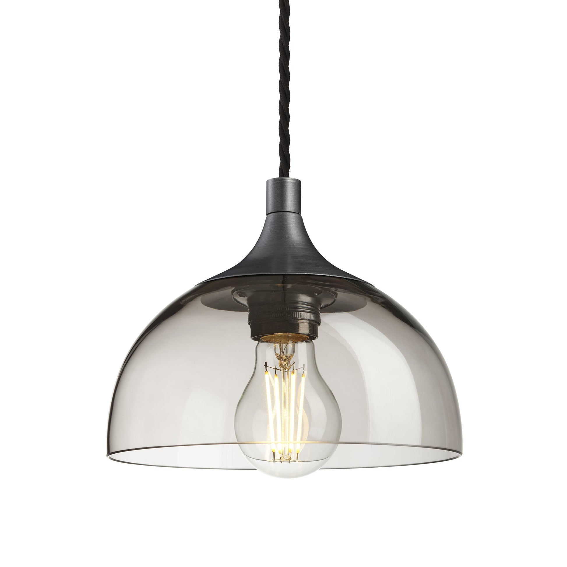 Chelsea Smoked Glass Dome Pendant - 8 Inch , Product Shot