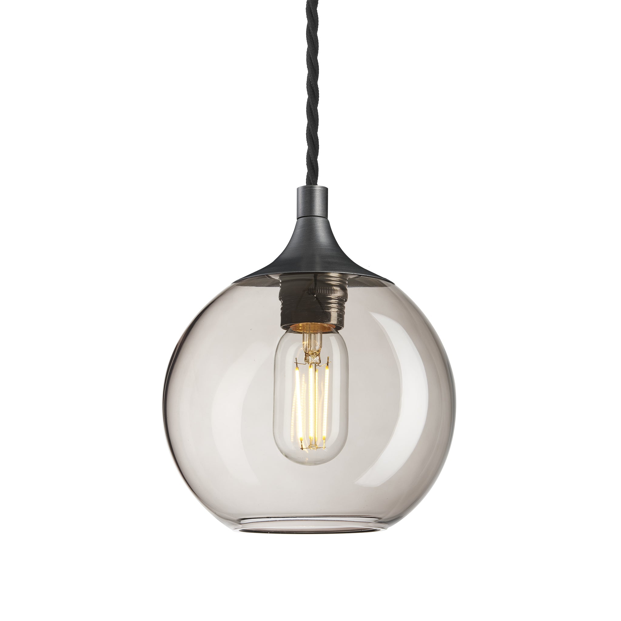 Chelsea Smoked Glass Globe Pendant - 7 Inch , Product Shot