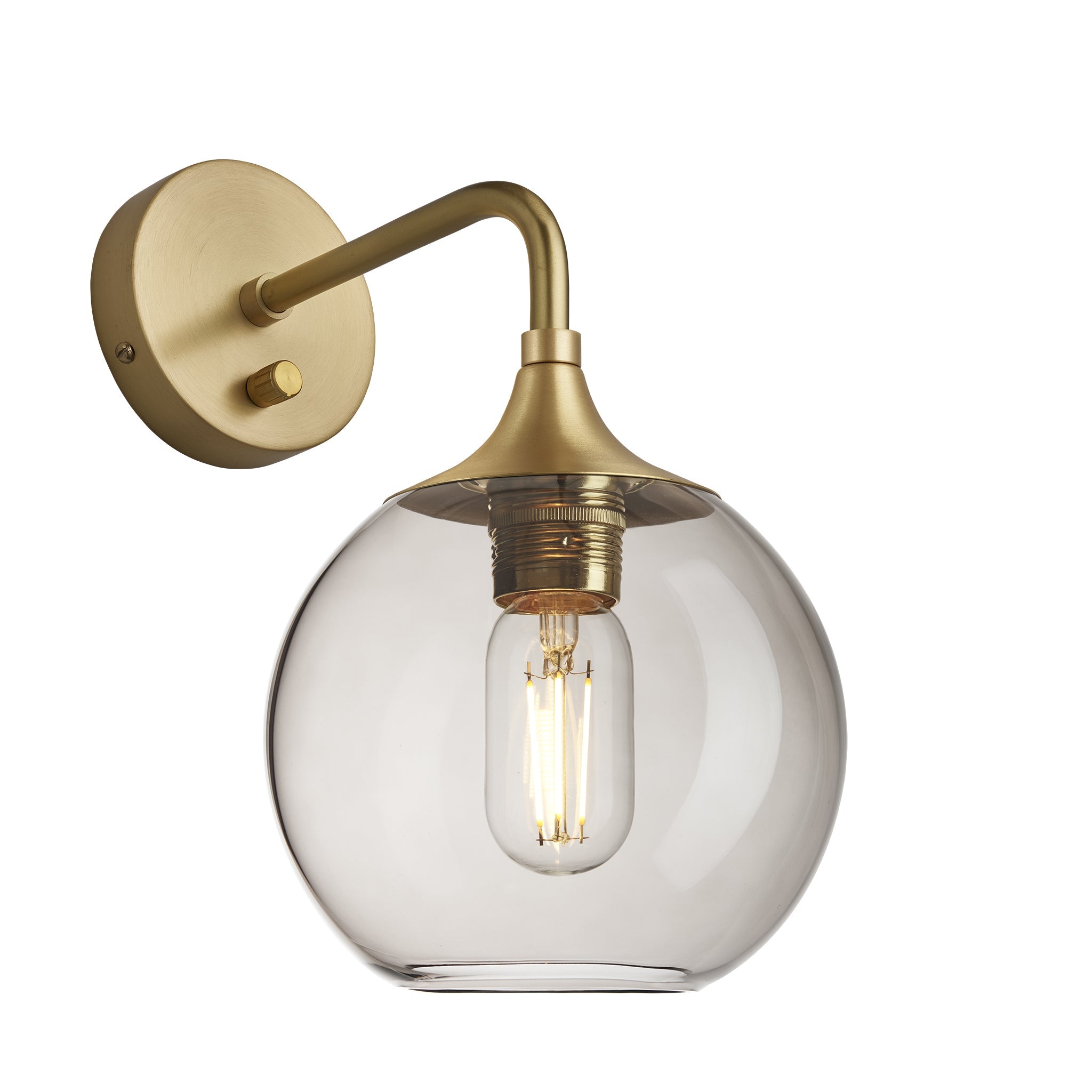 Chelsea Smoked Glass Globe Wall Light - 7 Inch , Product Shot