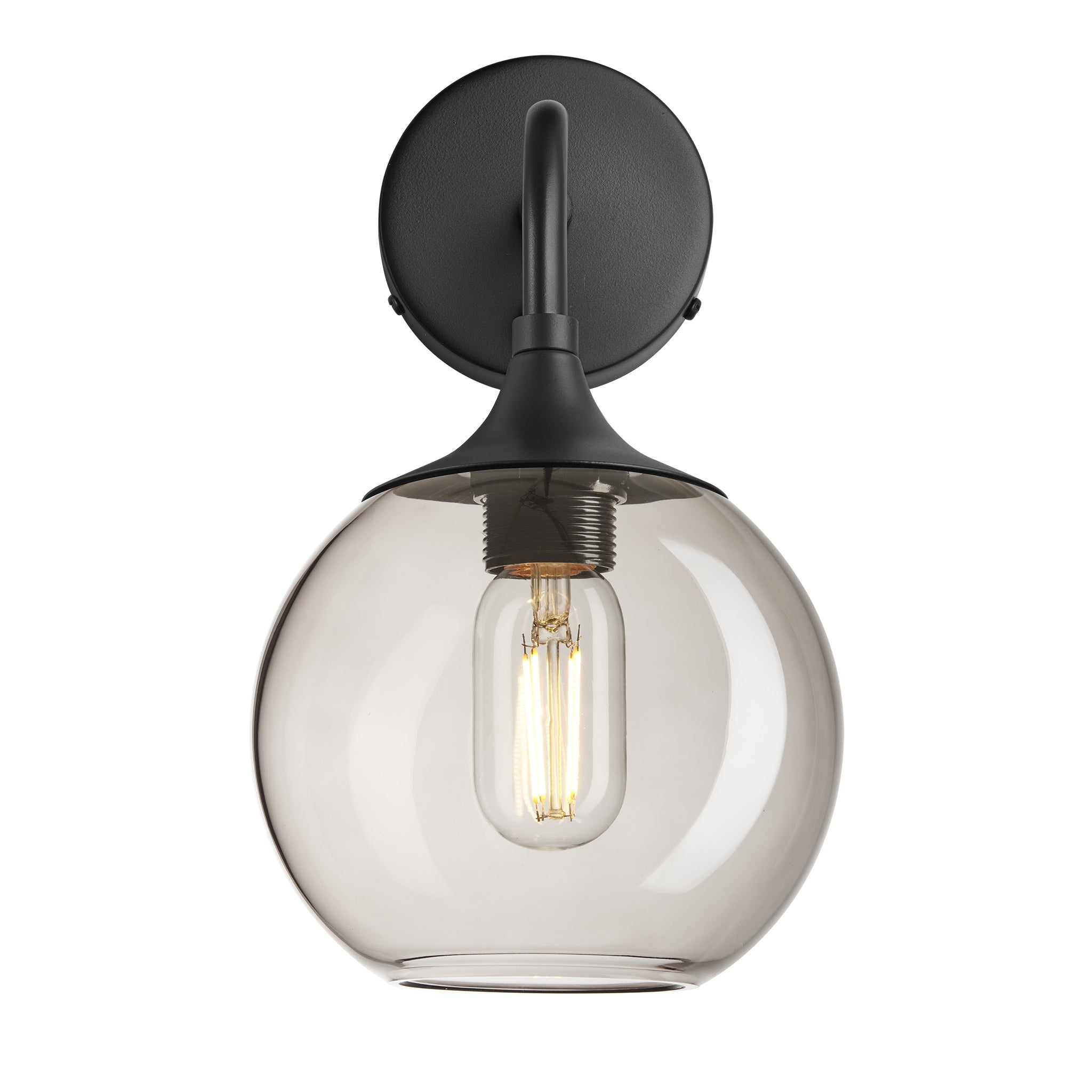 Chelsea Smoked Glass Globe Wall Light - 7 Inch , Product Shot