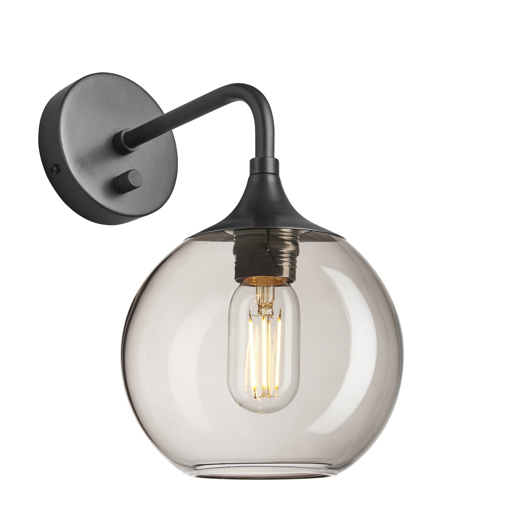 Chelsea Smoked Glass Globe Wall Light - 7 Inch , Product Shot