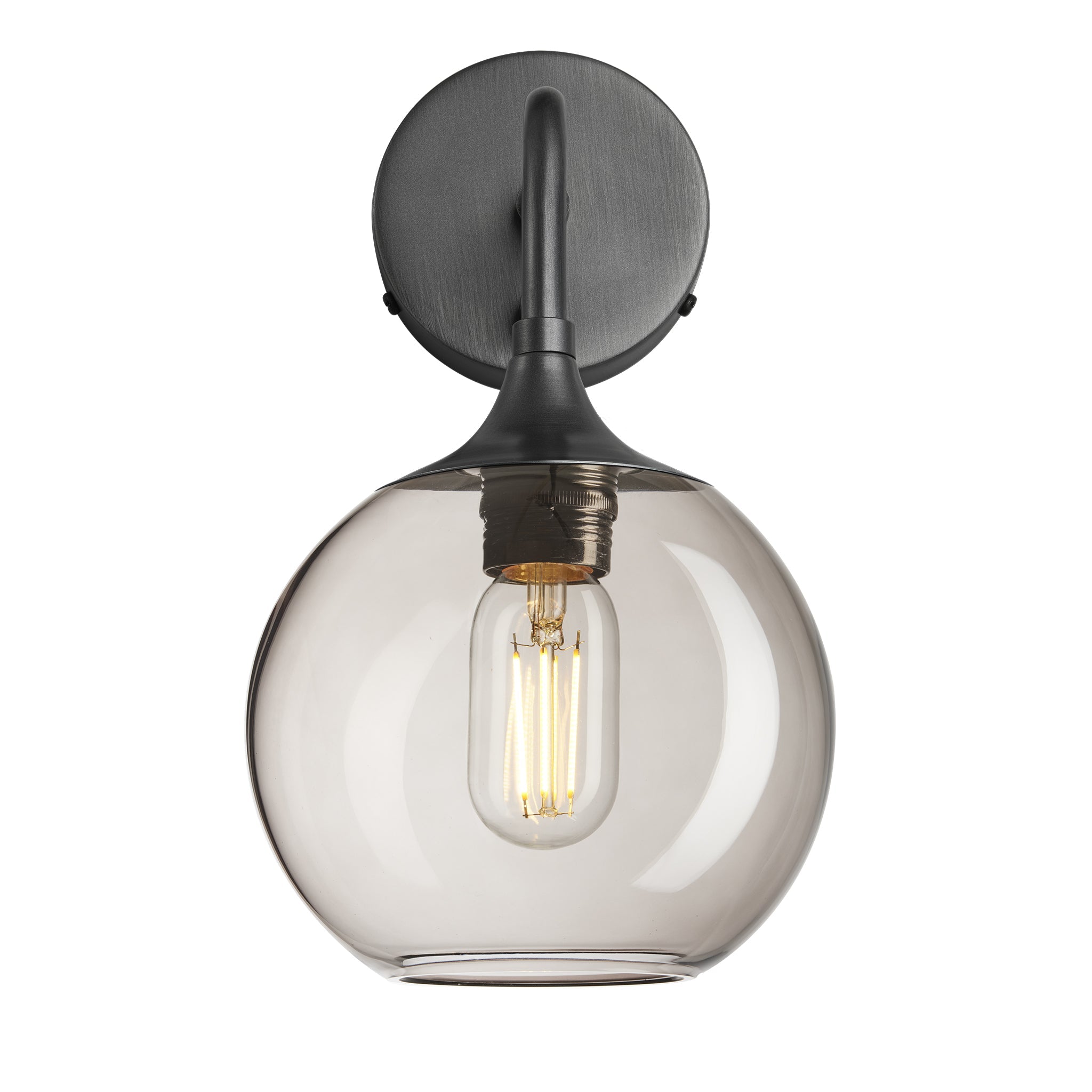 Chelsea Smoked Glass Globe Wall Light - 7 Inch , Product Shot