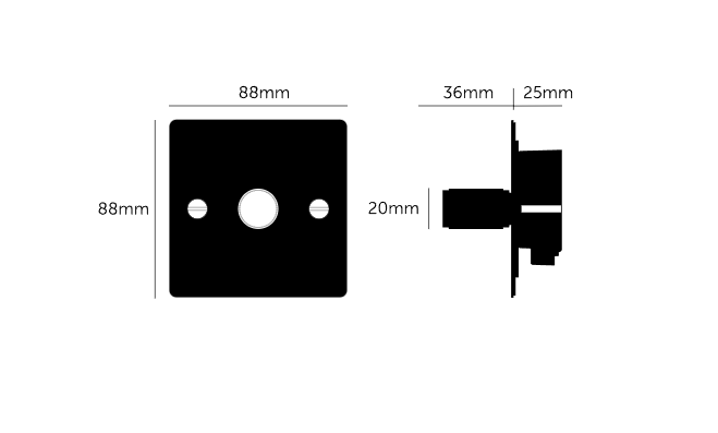 1G Dimmer/ 120W/ Smoked Bronze , Smoked Bronze Dimensions 