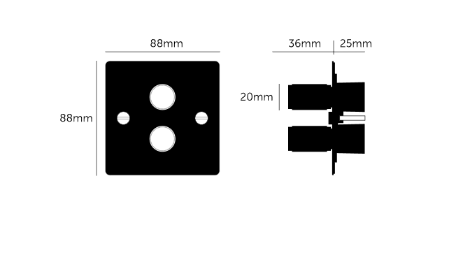 2G Dimmer/ 120W/ Brass dimensions 