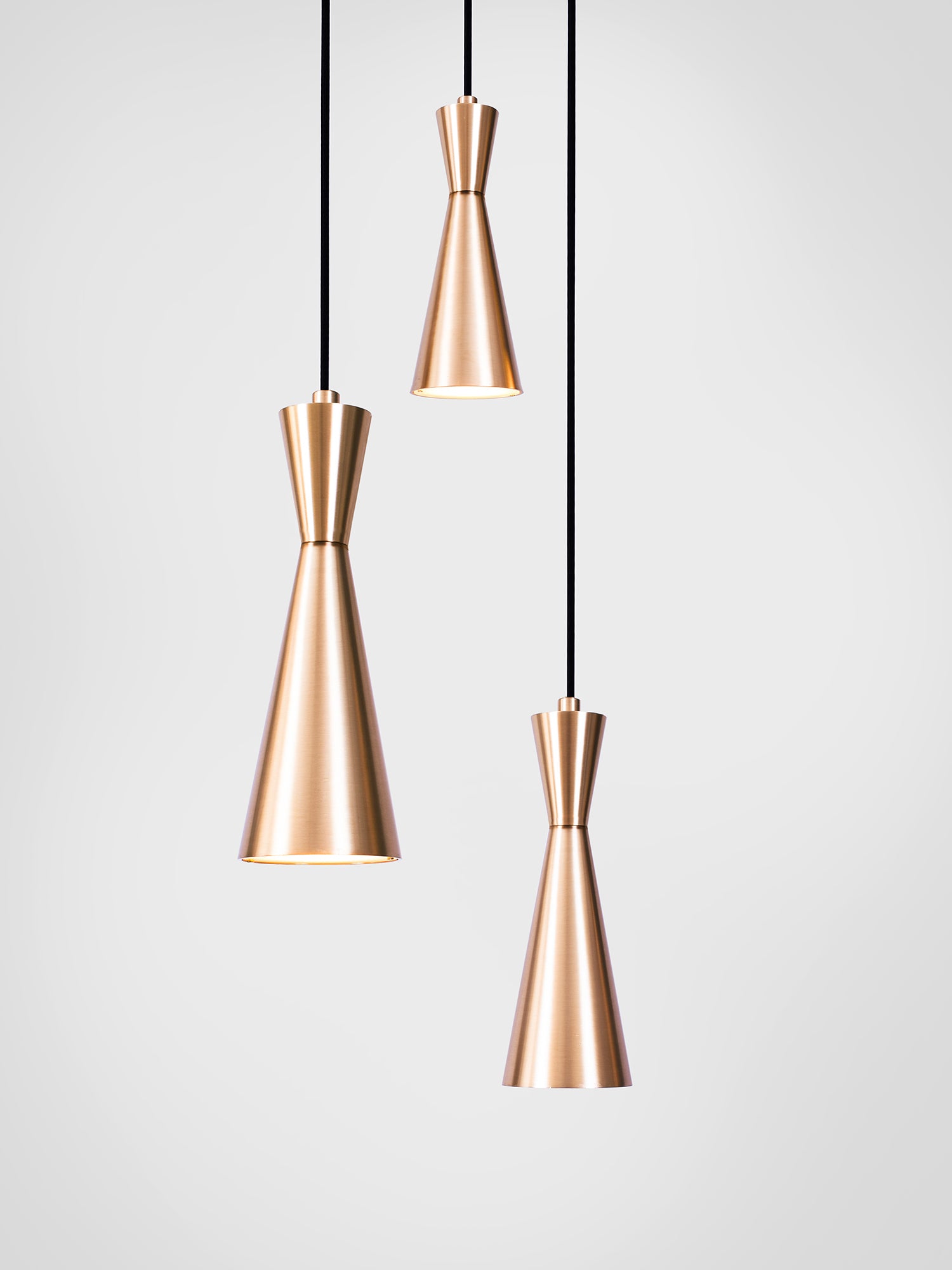 Cone 3 Cluster Light, detailed close up view of pendants.