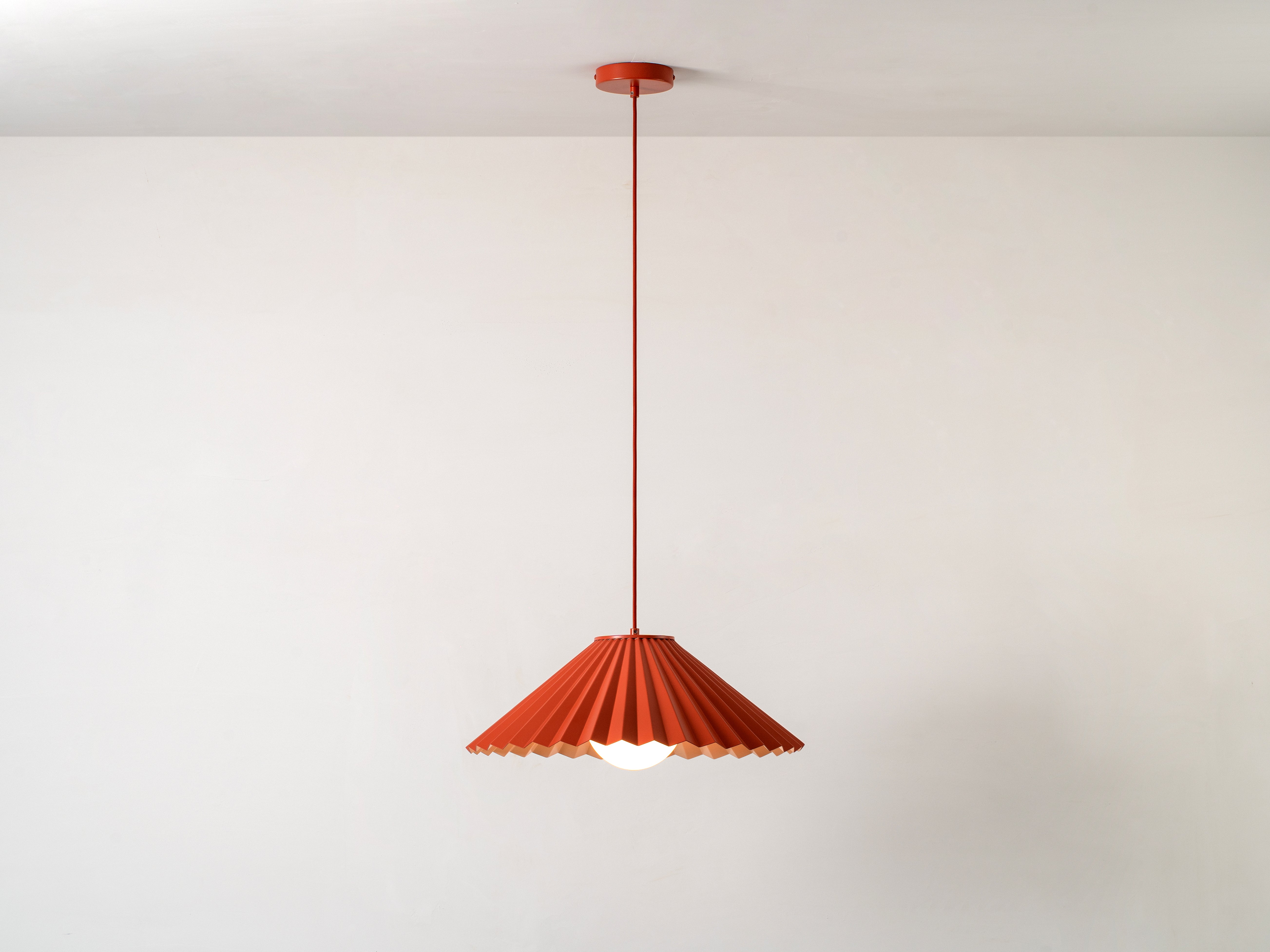The Pleat Pendant Ceiling Light, on front view.