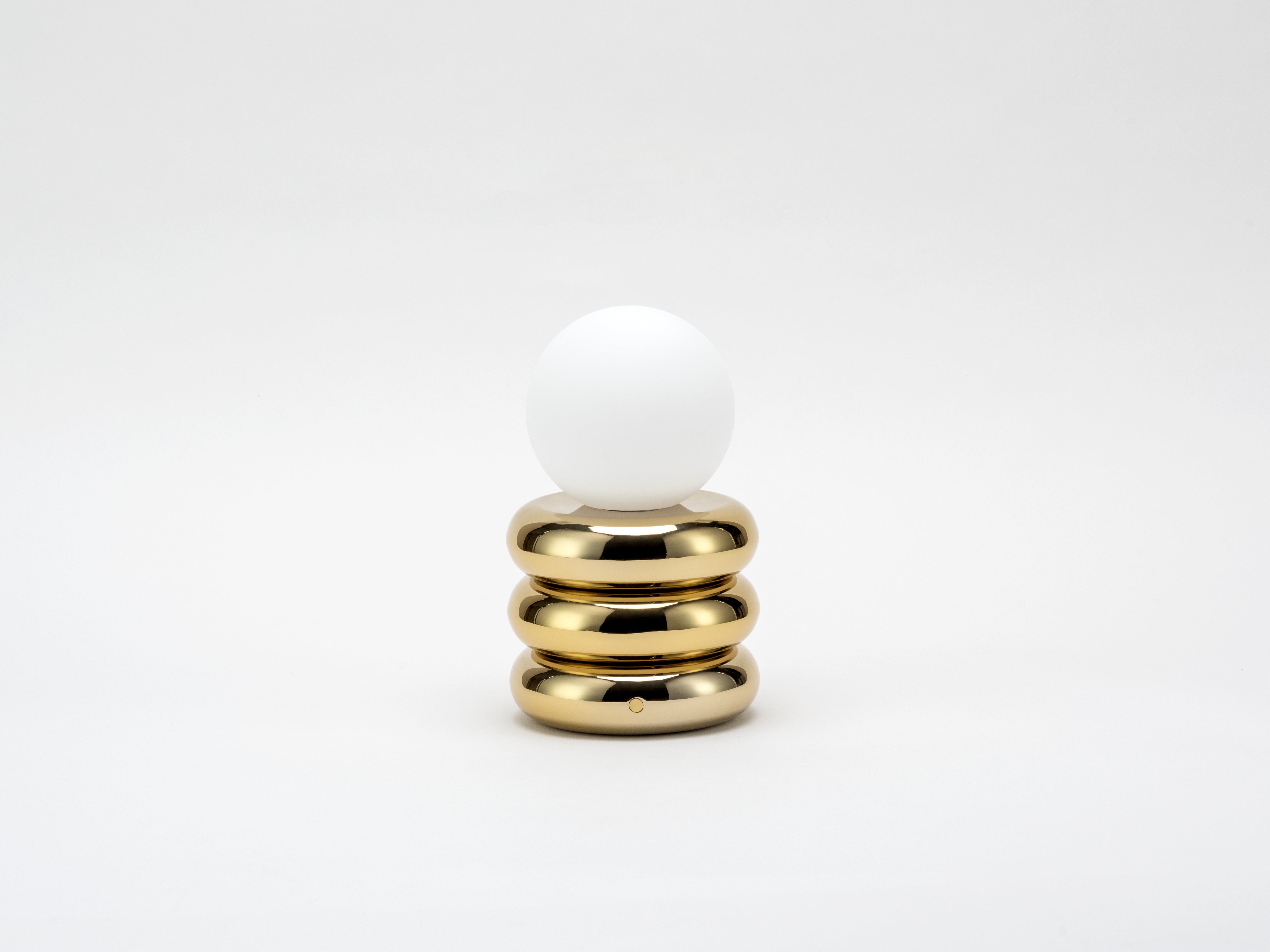 Brass Rechargeable Table Lamp, front view.