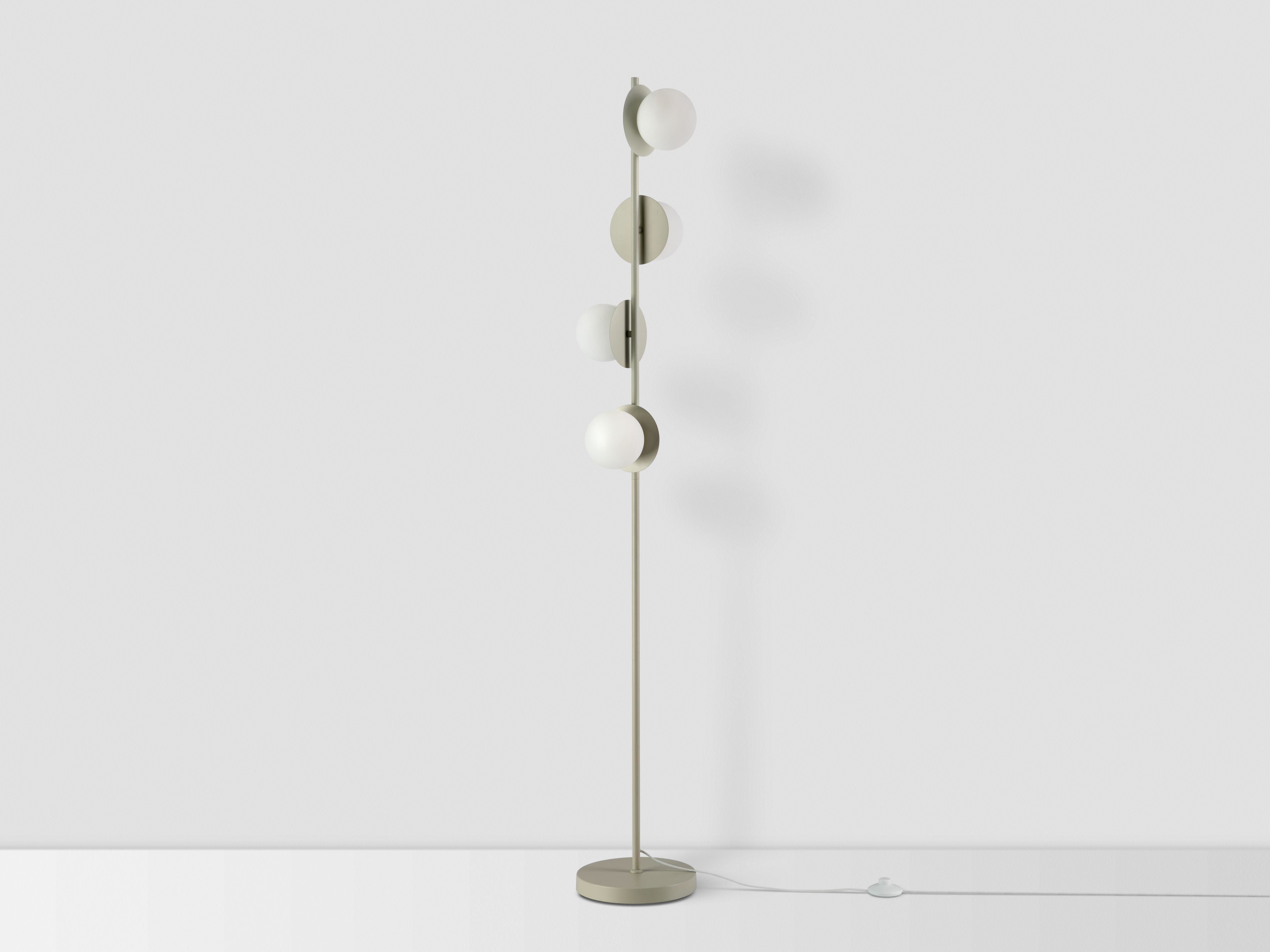 sand Opal Disk Floor Lamp, front view.