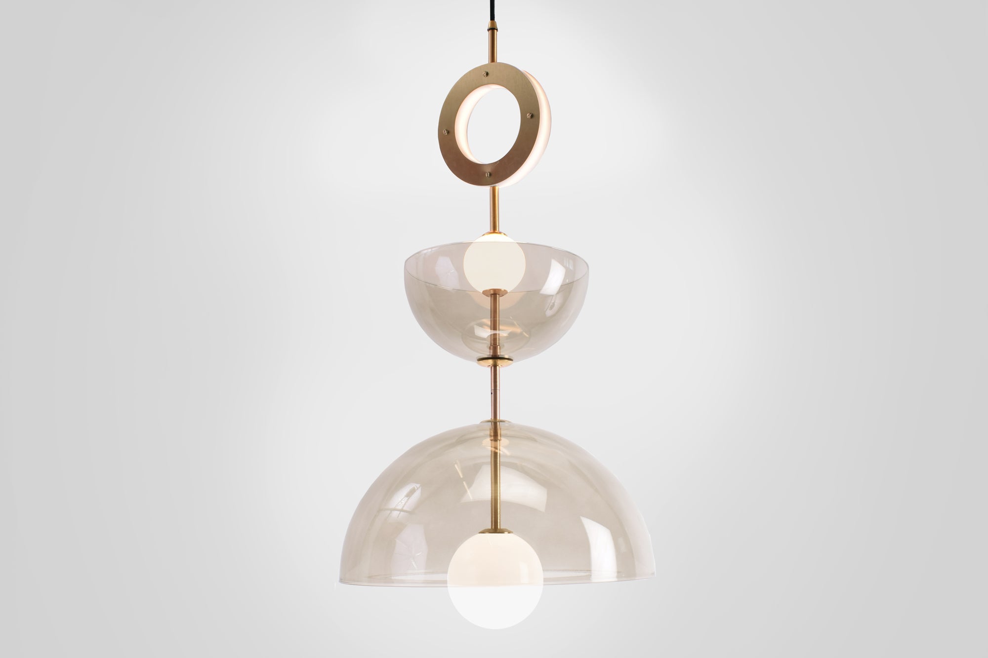 Deco Chandelier 3A Light, smoked, front view.