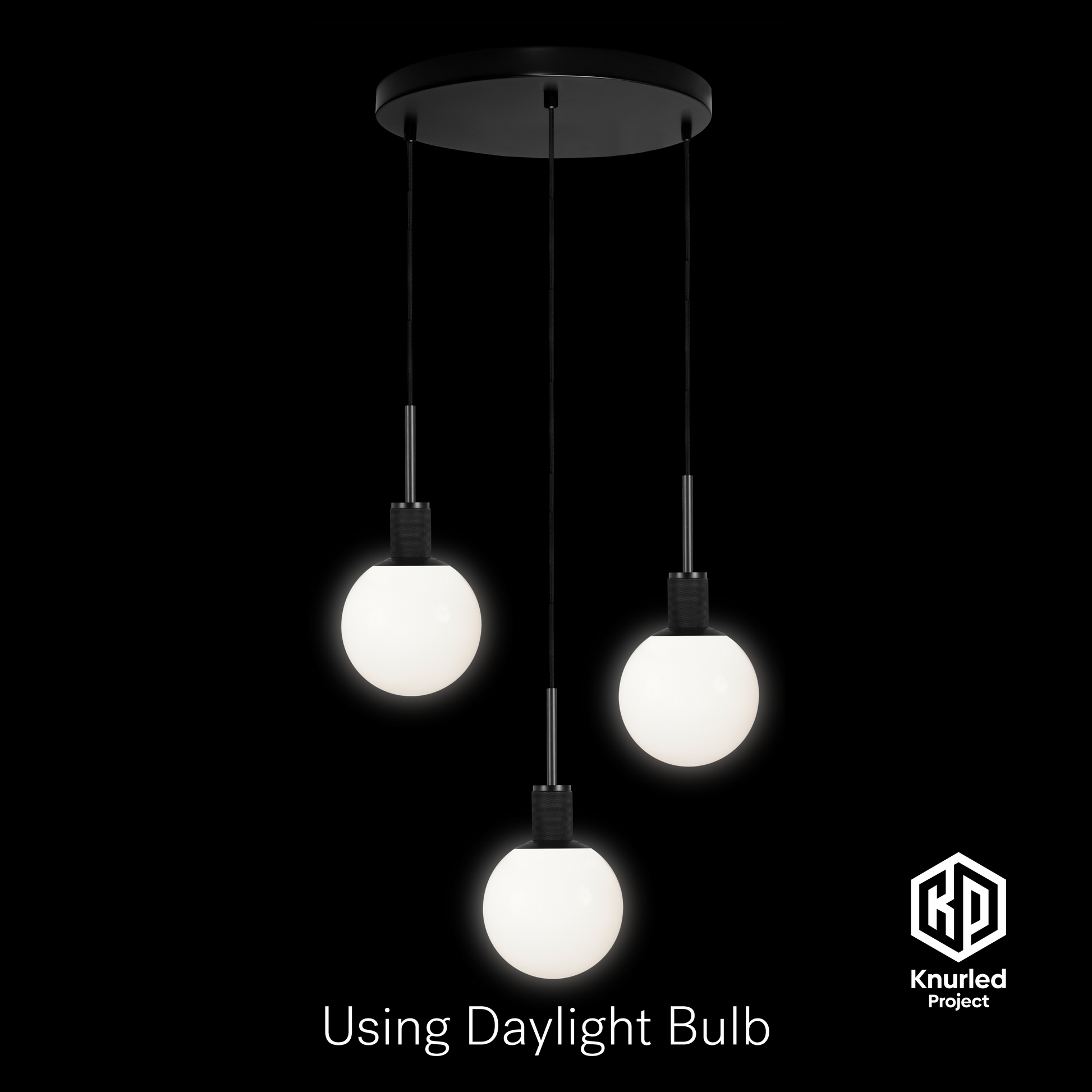 matte black 3 drop pendant light 150mm opal shade product photo 6