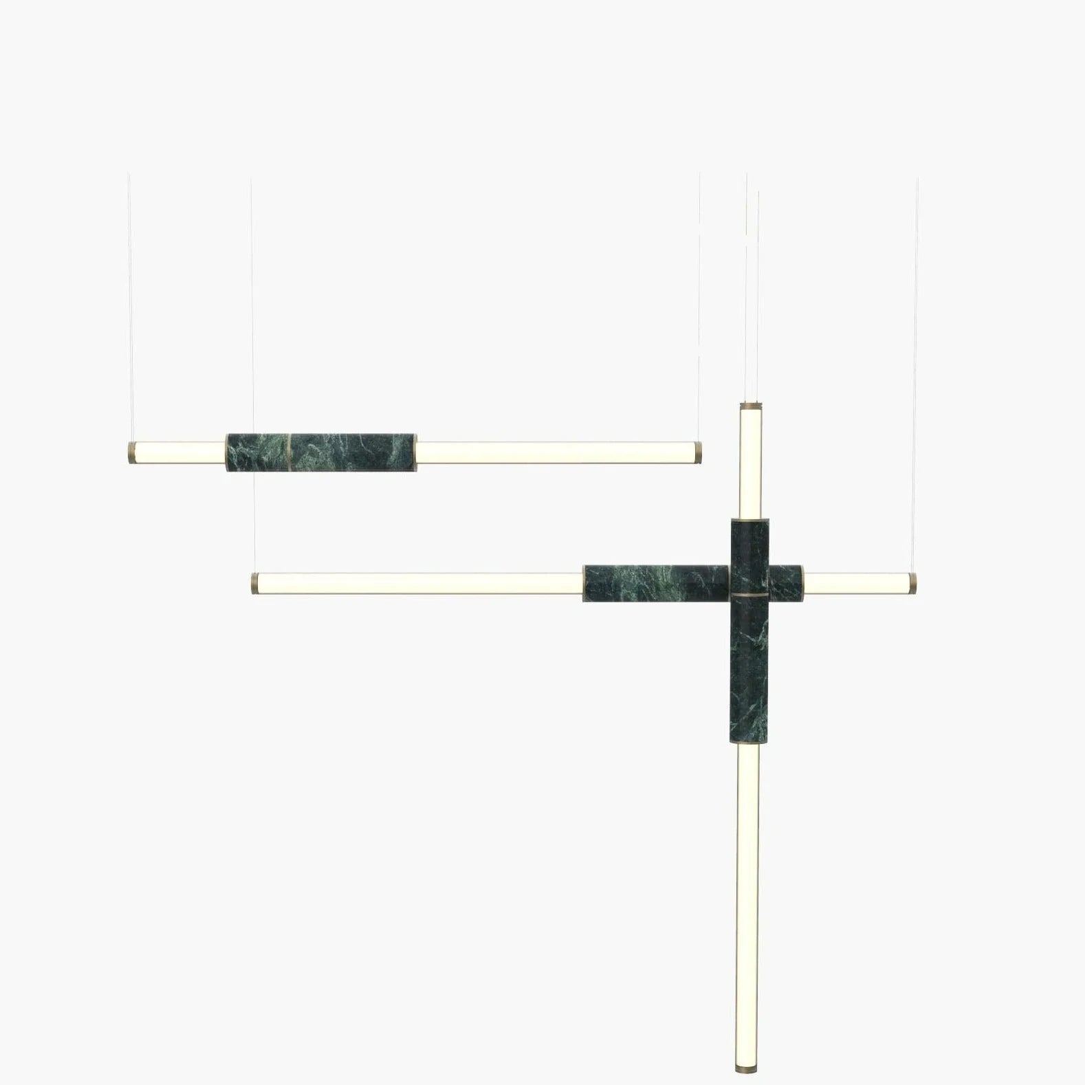 Light Pipe S58-11- Pendant Light Green & Burnished Brass