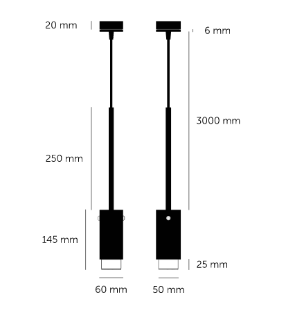 Exhaust Pendant Light / Linear / Stone Brass, Dimensions.