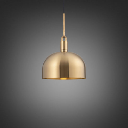 Forked Pendant Light / Shade / Large brass, front view.