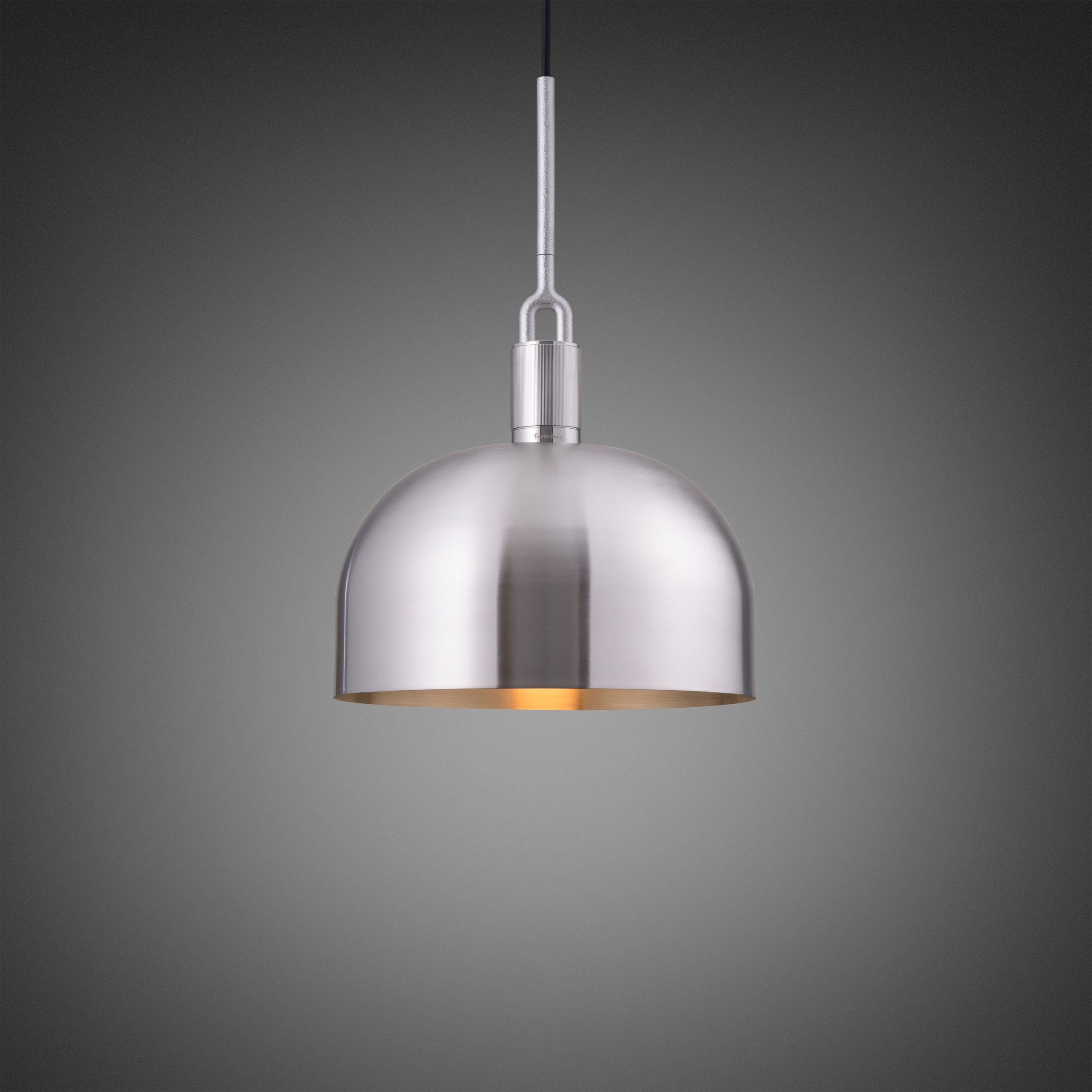Forked Pendant Light / Shade / Large steel, front view.