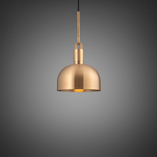 Forked Pendant Light / Shade / Medium brass, front view.
