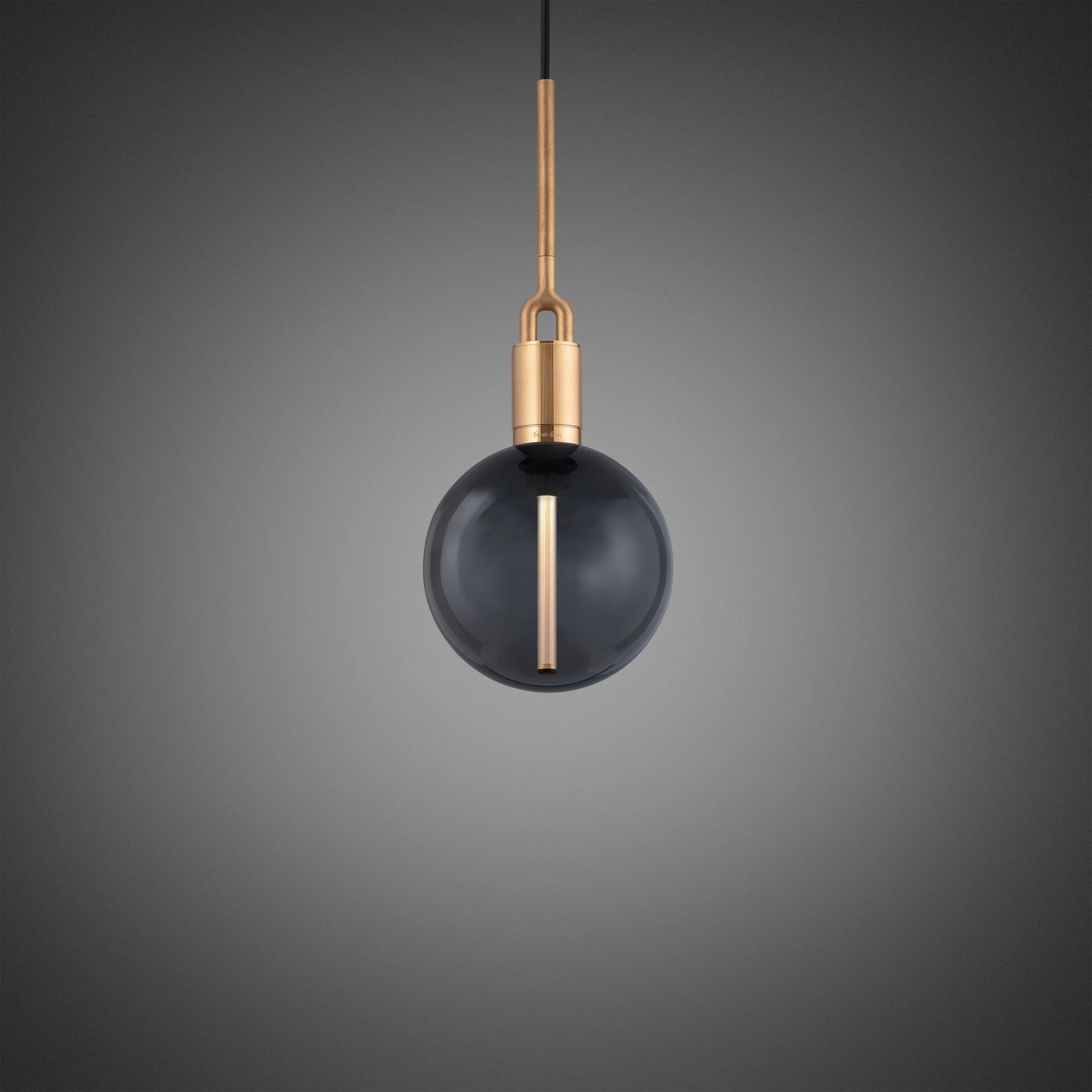 Forked Pendant Light / Globe / Smoked / Medium