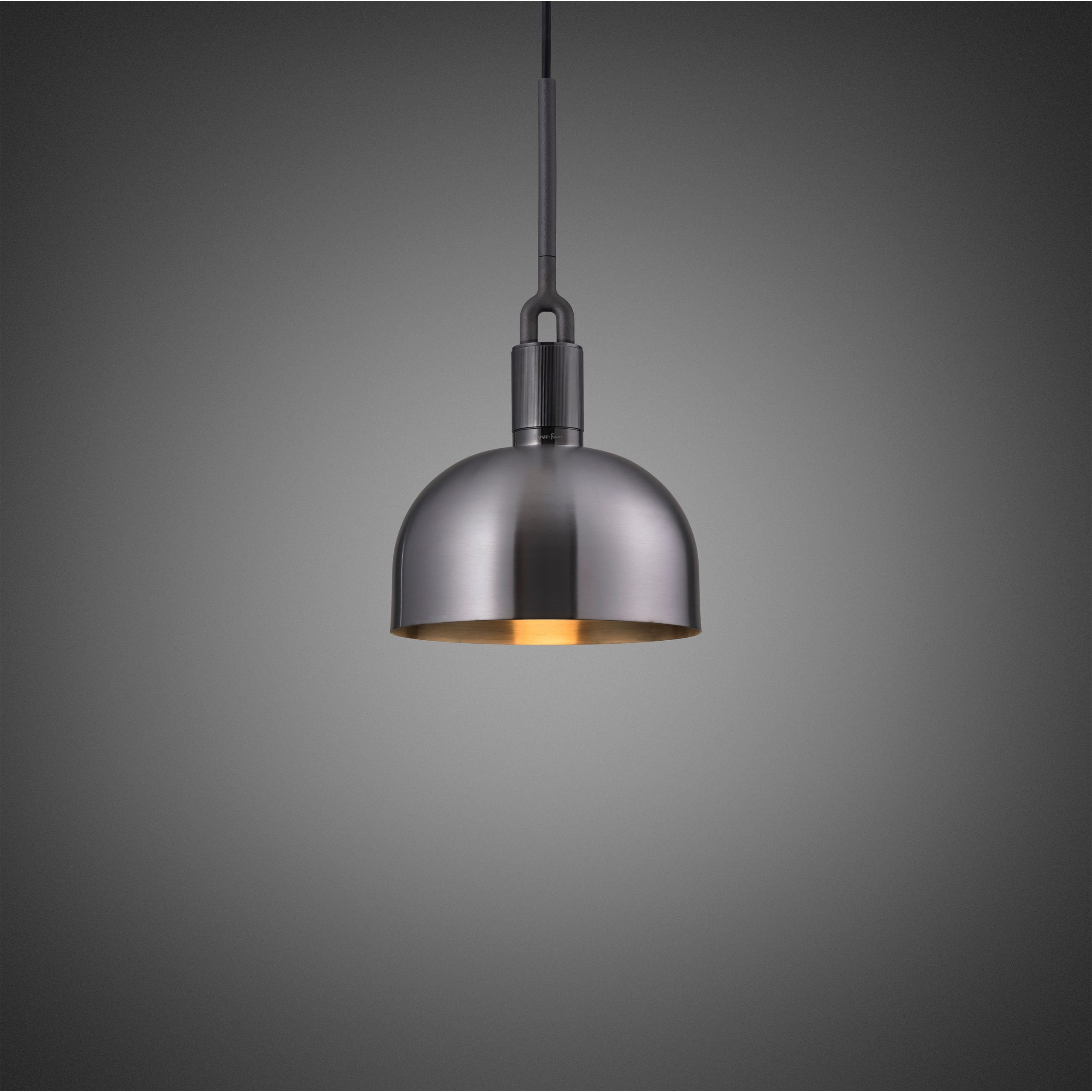 Forked Pendant Light / Shade / Medium gun metal, front view.
