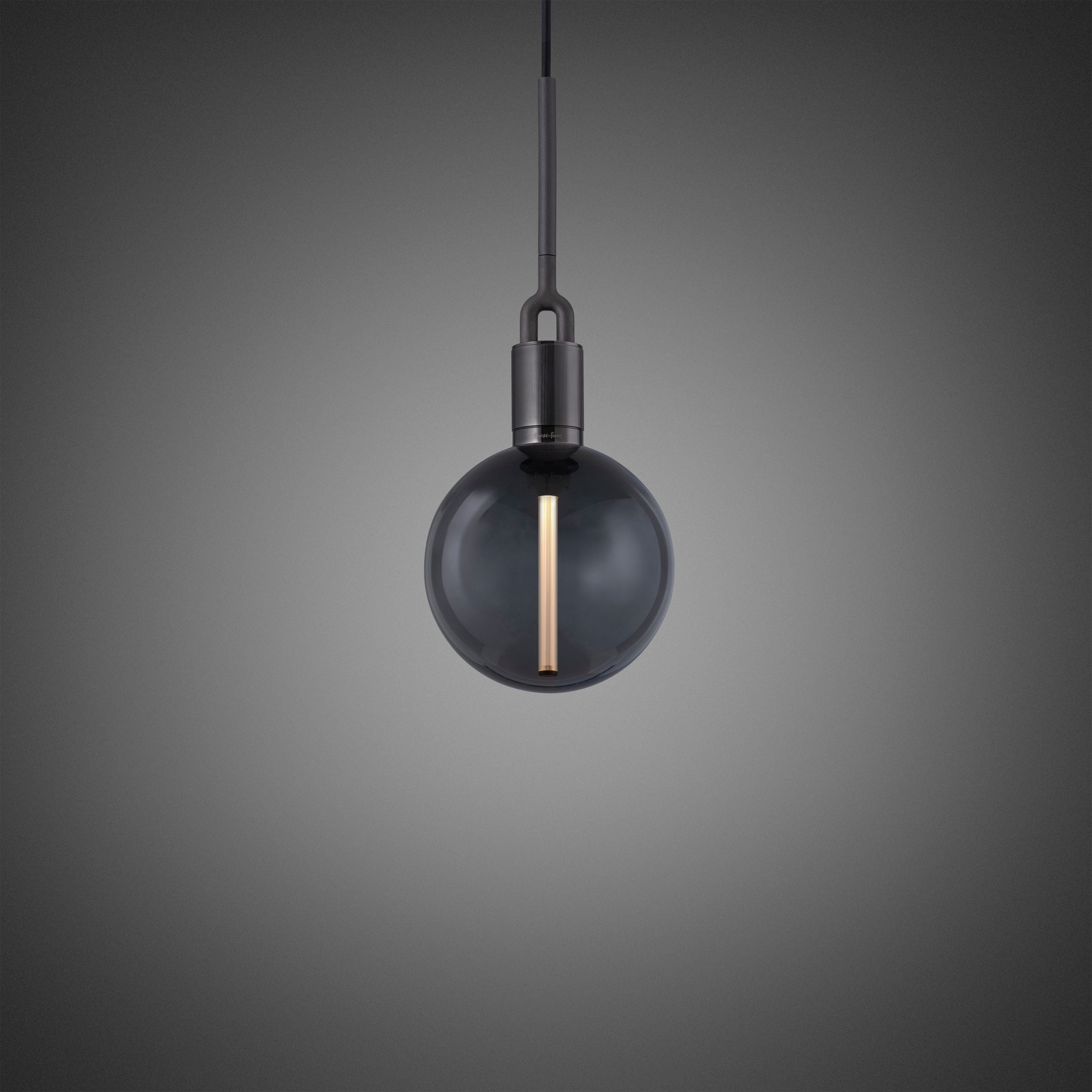Forked Pendant Light / Globe / Smoked / Medium