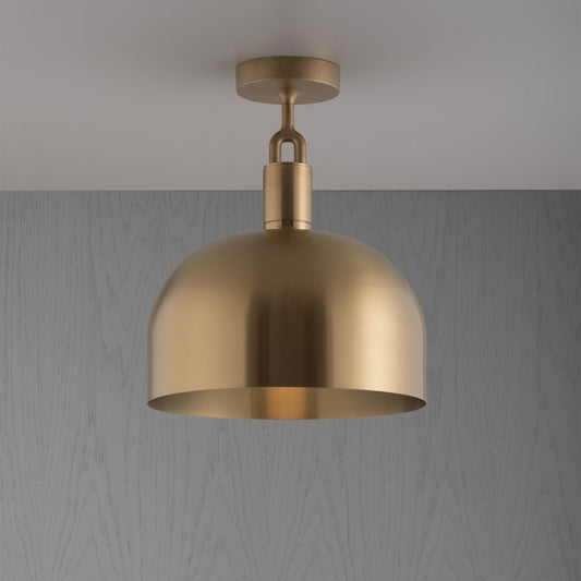 Forked Ceiling Light / Shade / Large brass, front view.