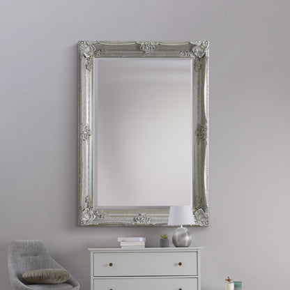 Elegant Silver Flourish Large Wall Mirror - 110 x 79 CM-5